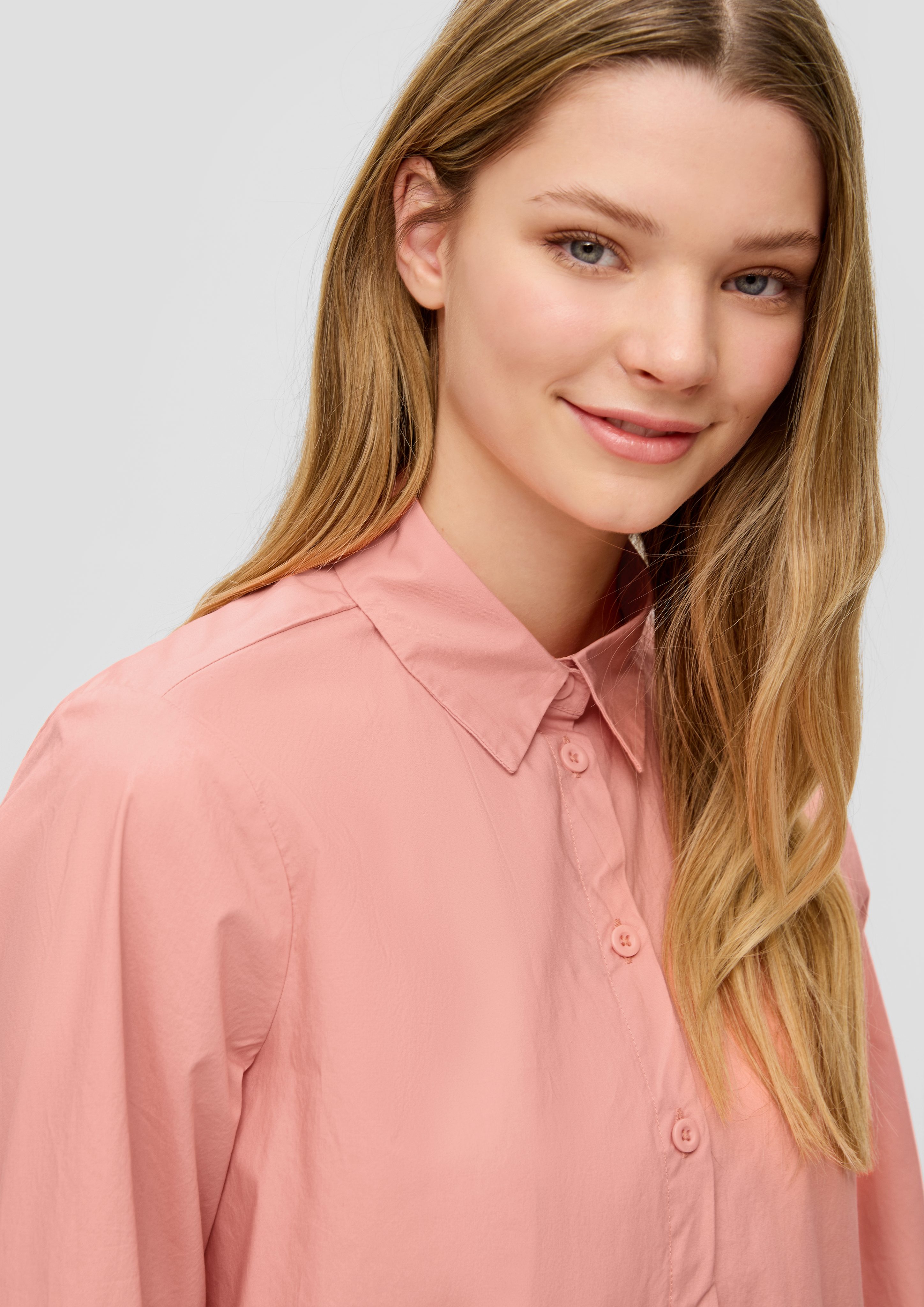 QS Langarmbluse Longbluse aus Baumwolle Raffung günstig online kaufen