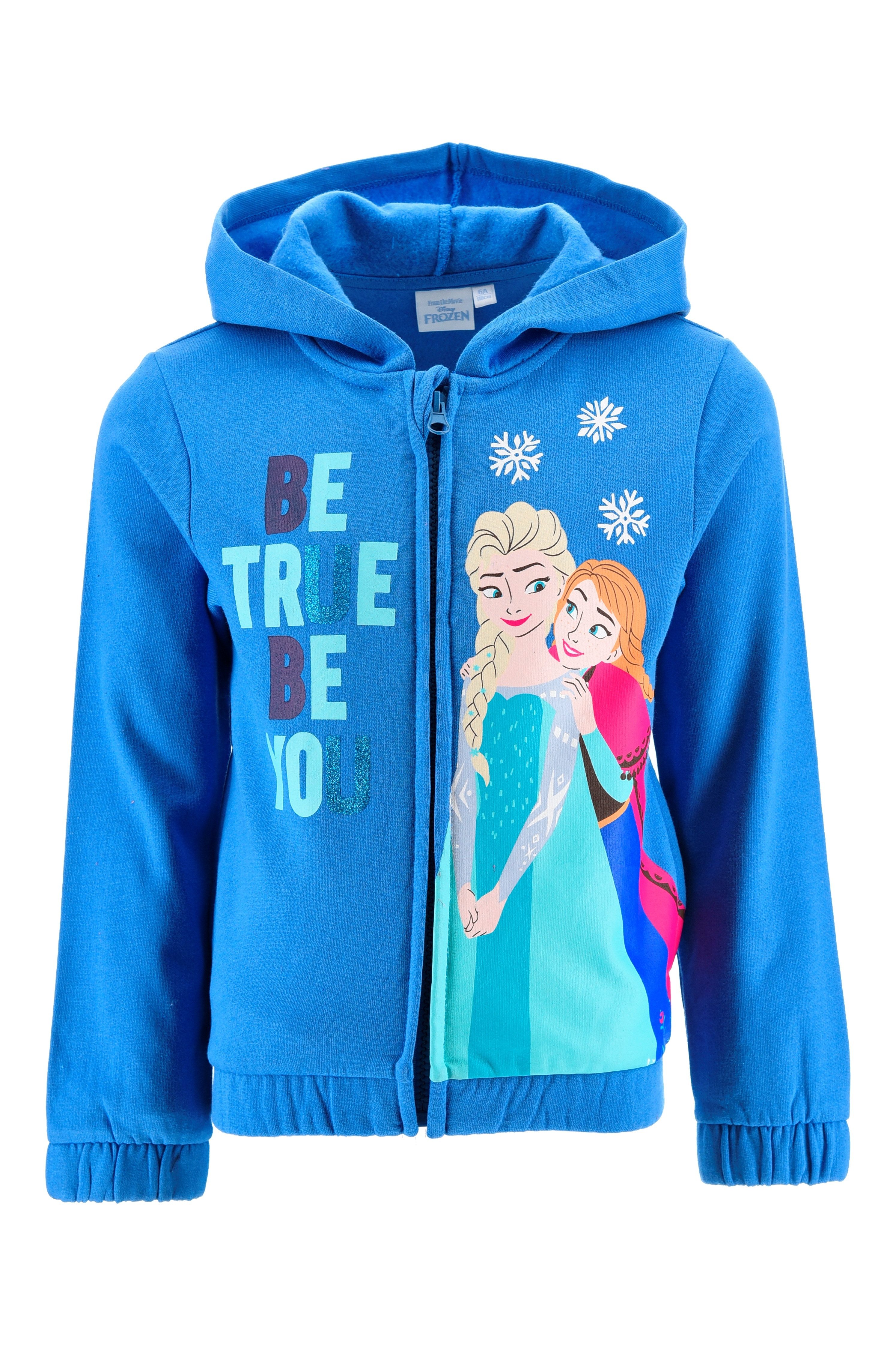 Disney Frozen Kapuzensweatshirt Disney Anna & ELSA Eiskönigin Hoodie für Mädchen mit Reißverschluss