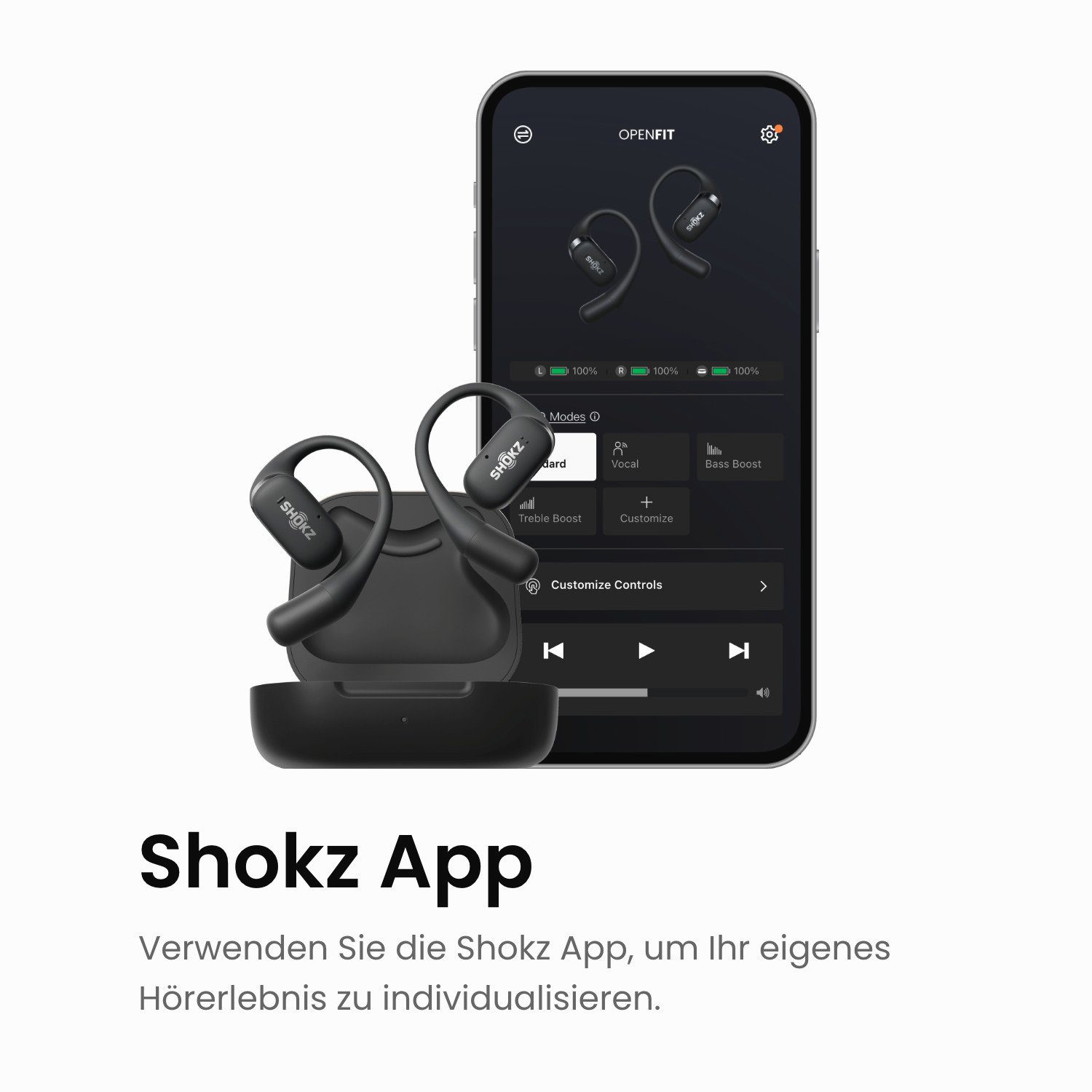 Shokz OpenFit In-Ear-Kopfhörer Bluetooth) A2DP Schwarz (Rauschunterdrückung