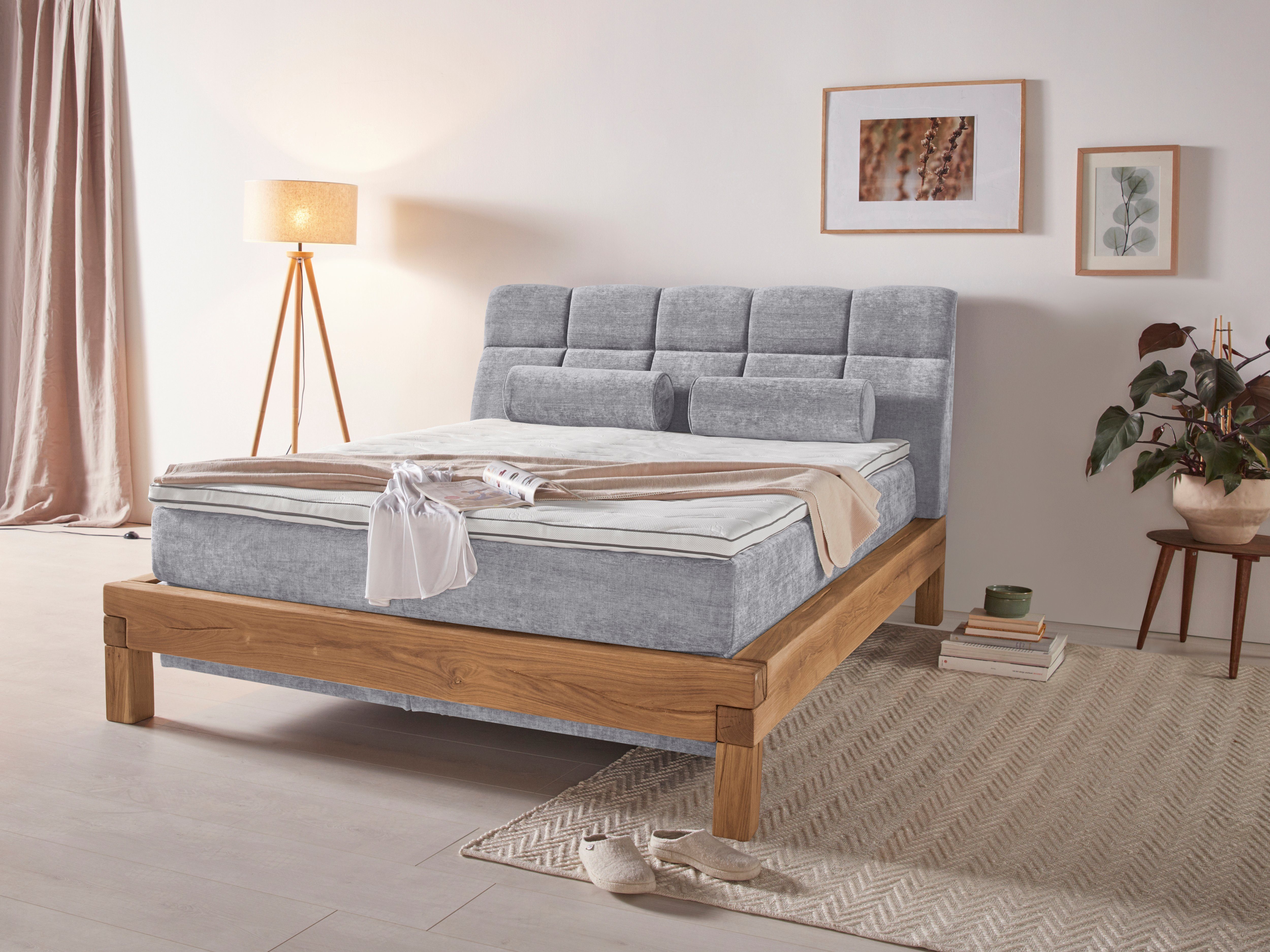Home affaire Boxspringbett Villads, Liegefläche: 160/200 cm aus Balkeneiche, Inside-Boxspring-Unterbau