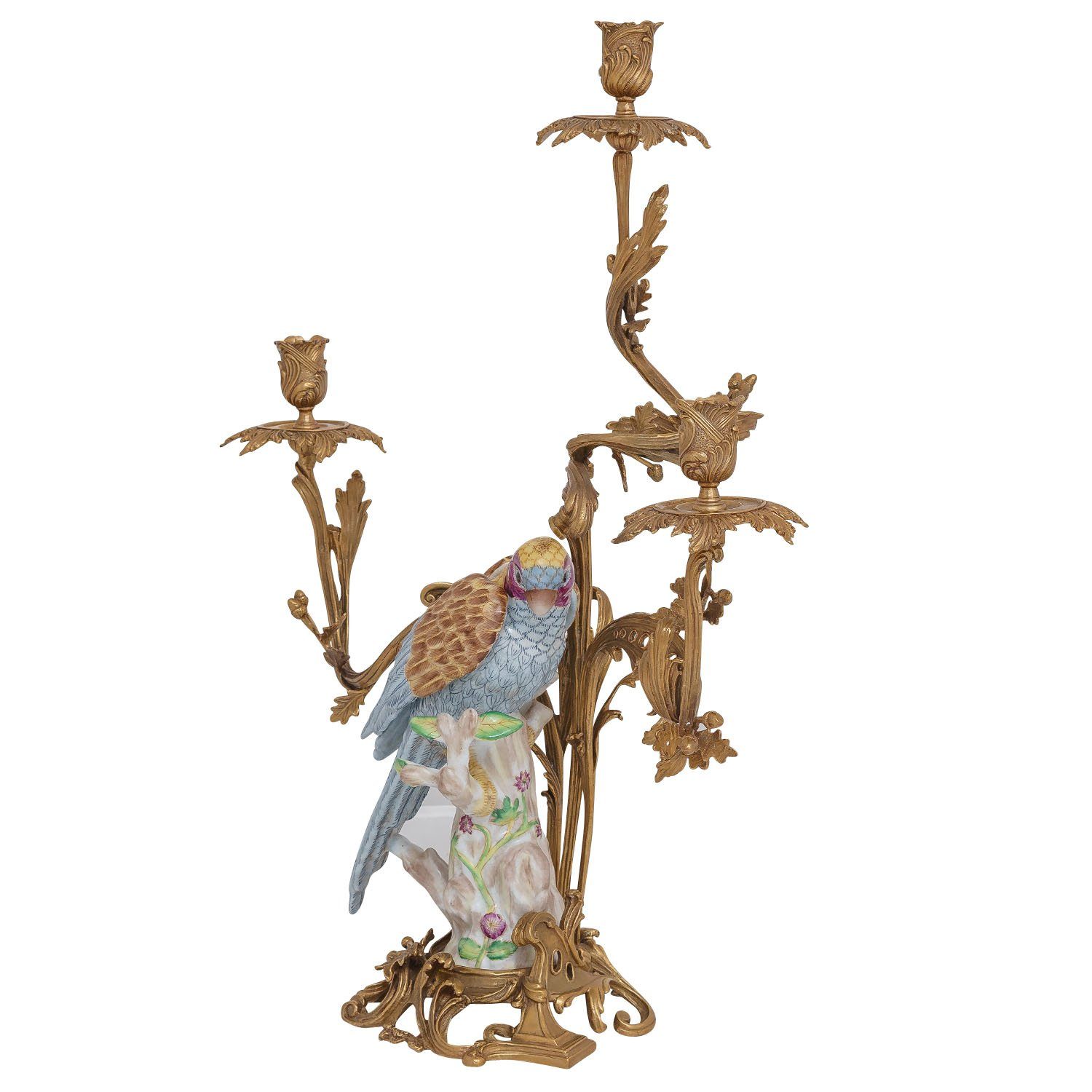 Aubaho Kerzenhalter 6 Papagei Kerzenständer Kerzenständer Porzellan Bronze Vogel Antik-Stil
