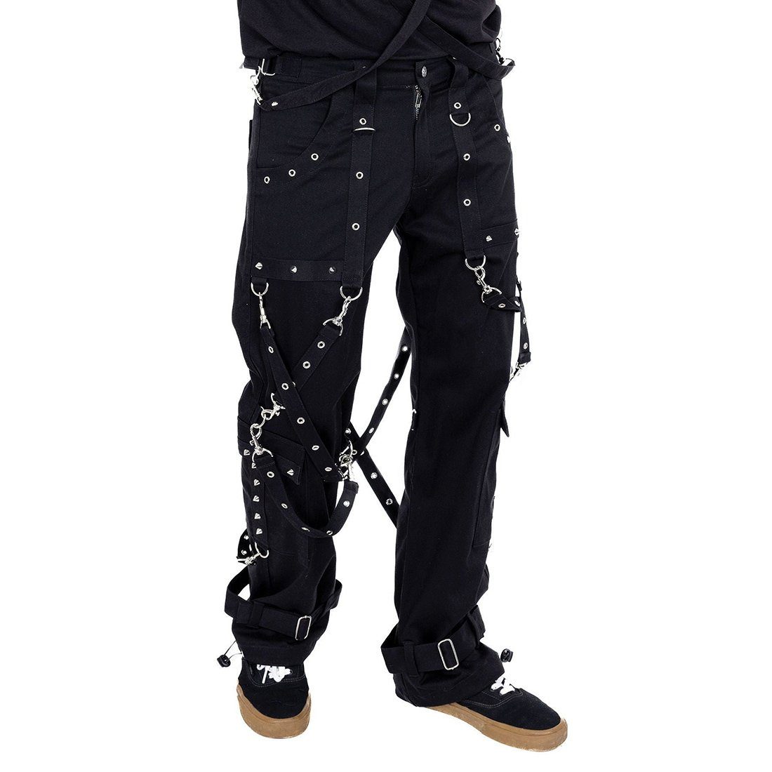 Heartless Stoffhose Orion Goth Riemen Metal Nieten Industrial Gothic Pants günstig online kaufen