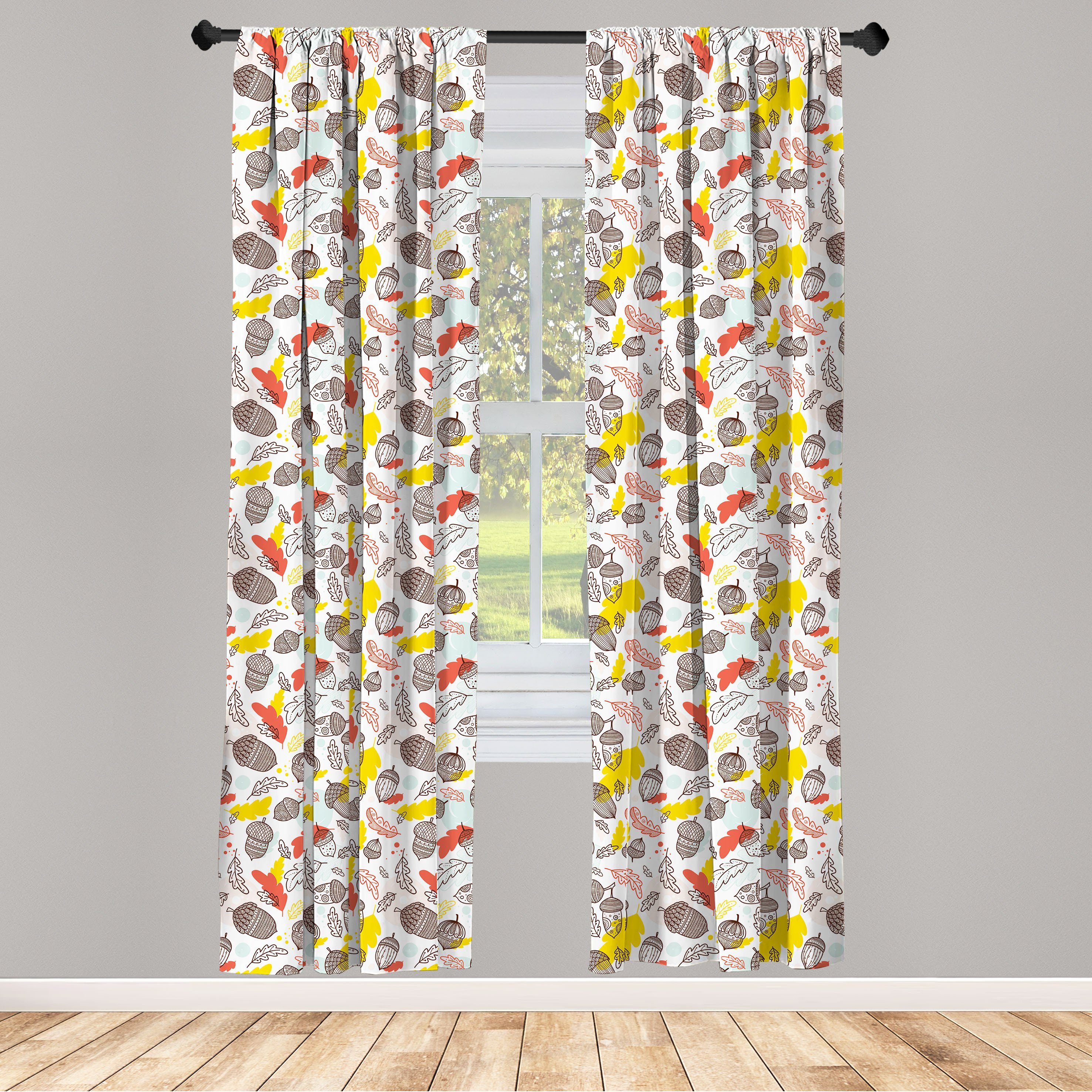 Gardine Vorhang für Wohnzimmer Schlafzimmer Dekor, Abakuhaus, Microfaser, Eichel Boho Silhouette Oriental