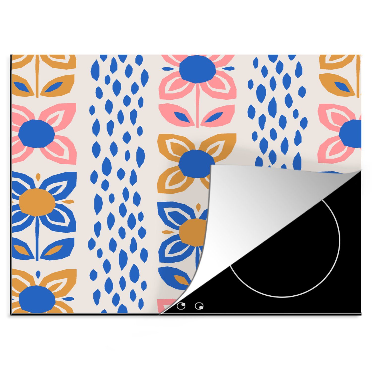 nutzbar, Muster, Blumen MuchoWow Mobile - Skandinavien cm, - (1 Arbeitsfläche Vinyl, 60x52 Herdblende-/Abdeckplatte tlg), Ceranfeldabdeckung
