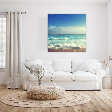 Primedeco Glasbild Wandbild Quadratisch Wildes Meer mit Aufhängung, Natur