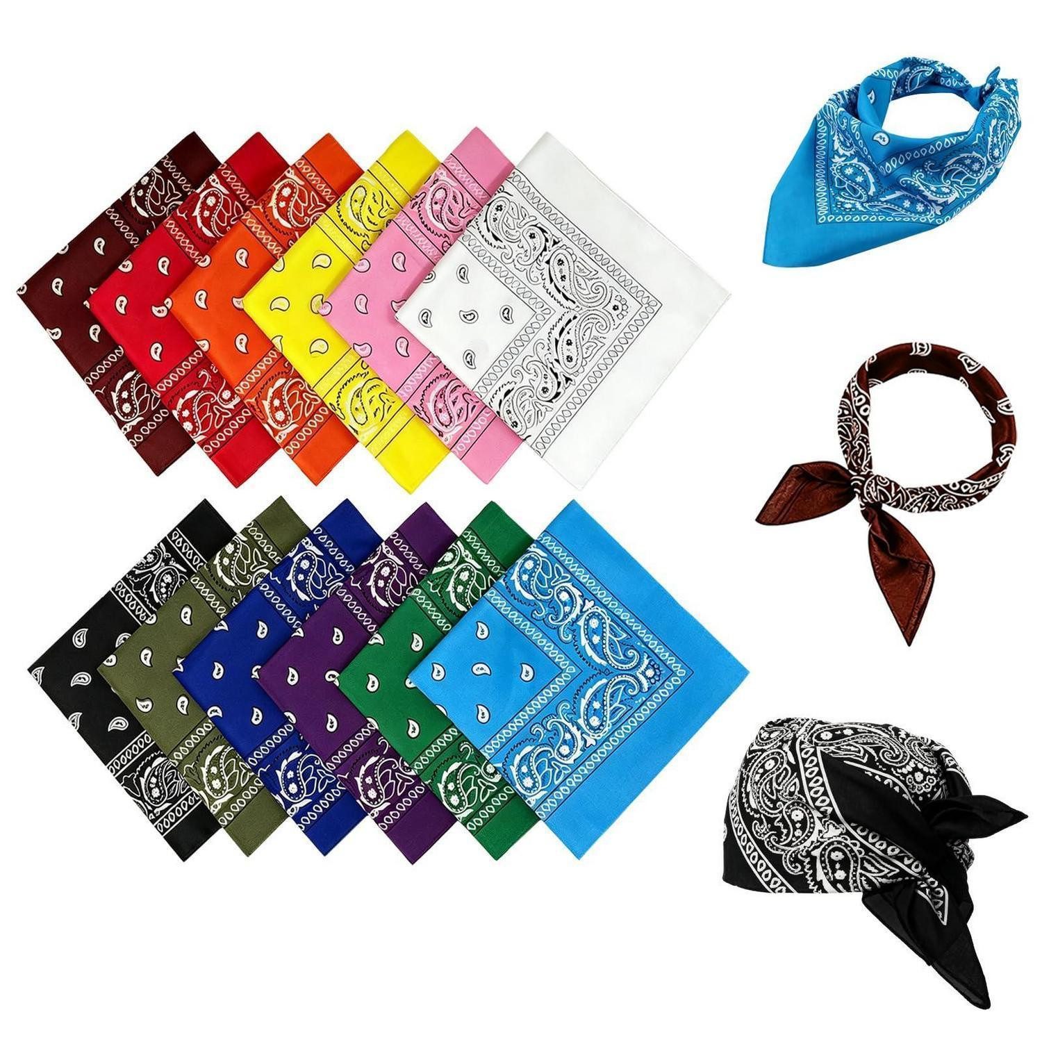 LuxusKollektion Bandana Bandana Paisley Halstuch 55x55 cm Mehrfarbig 12er Pack, (12-St)