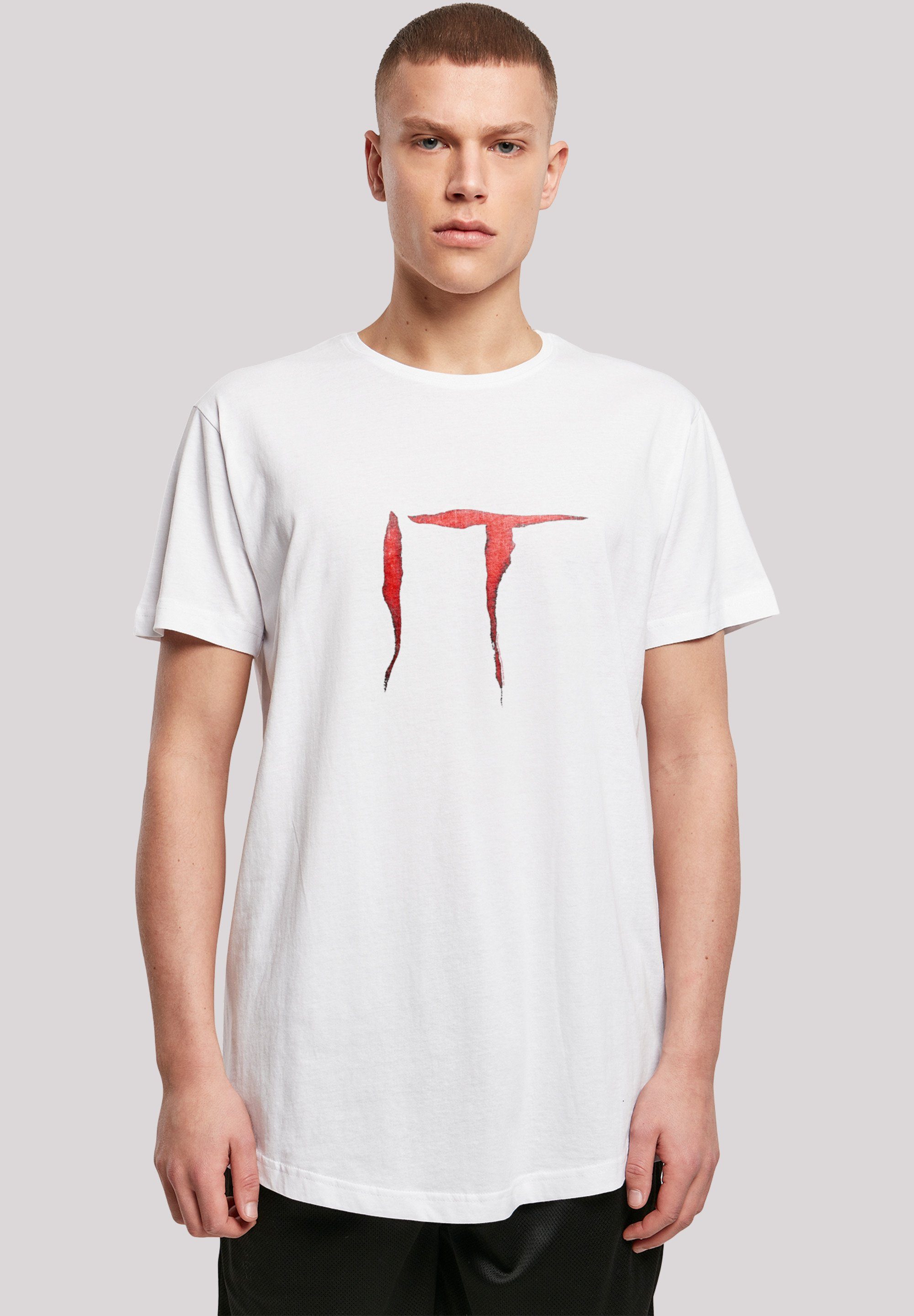 F4NT4STIC T-Shirt Long Cut T-Shirt IT Film ES Stephen King Distressed Logo Print weiß | T-Shirts