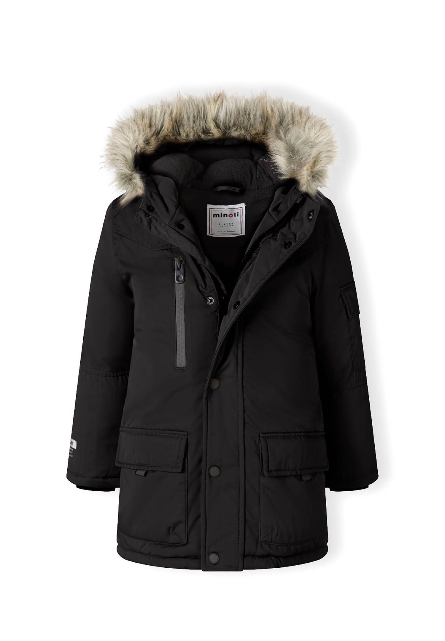 MINOTI Parka Längere Jacke mit Kapuze mit Kunstfellbesatz  (2y-14y)