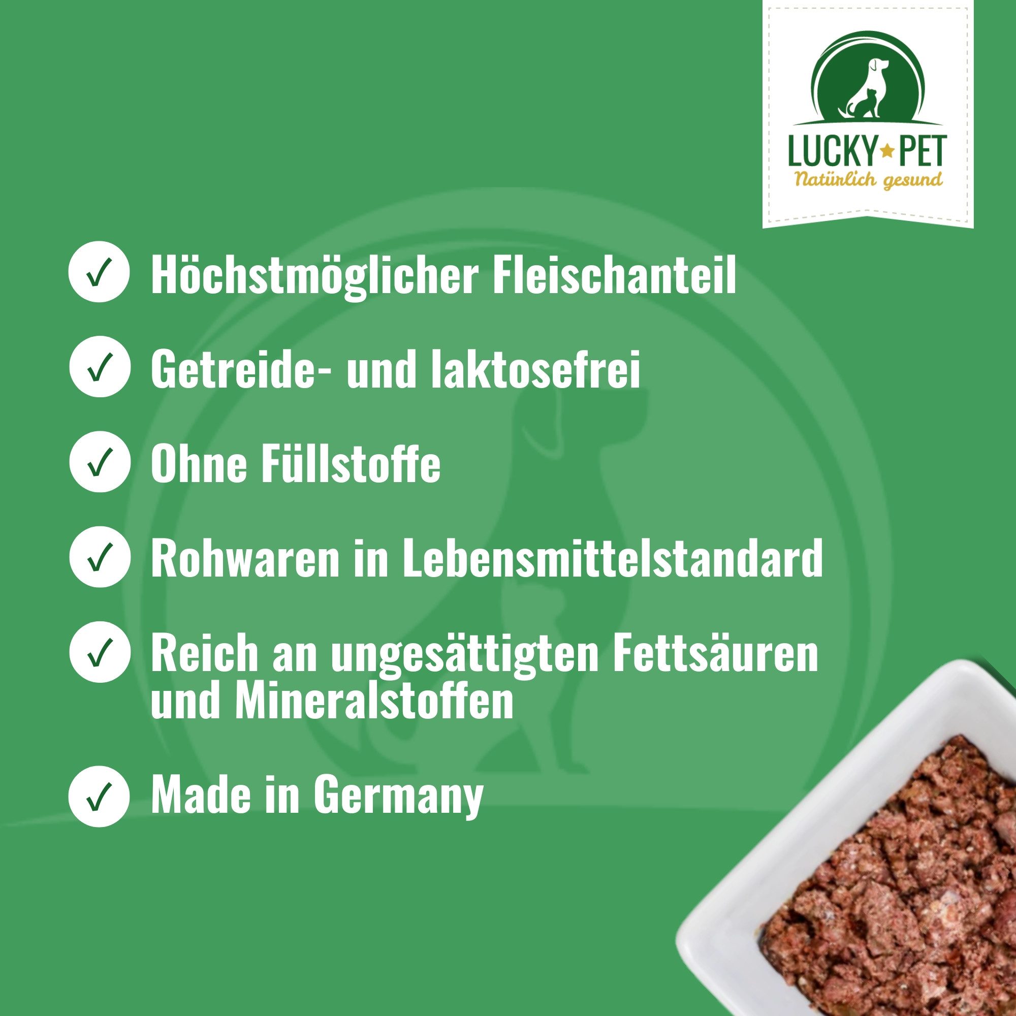 Lucky-Pet Lucky-Pet Wild mit Kürbis, Preiselbeeren & Basilikum, Nassfutter für: Hunde, Höchstmöglicher Fleischanteil