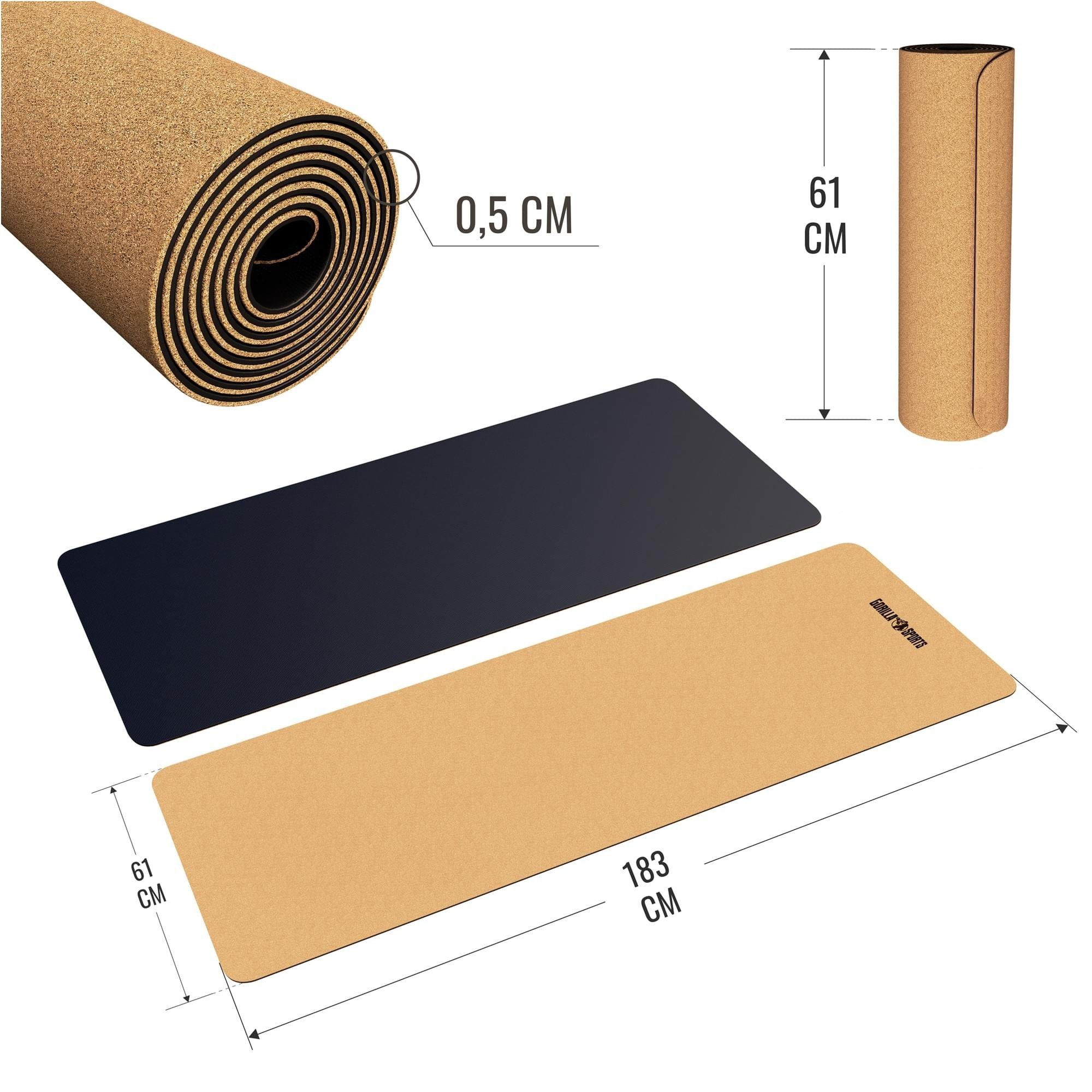 GORILLA SPORTS Yogamatte Yogamatte Kork 0,5 cm Dicke (1-St)