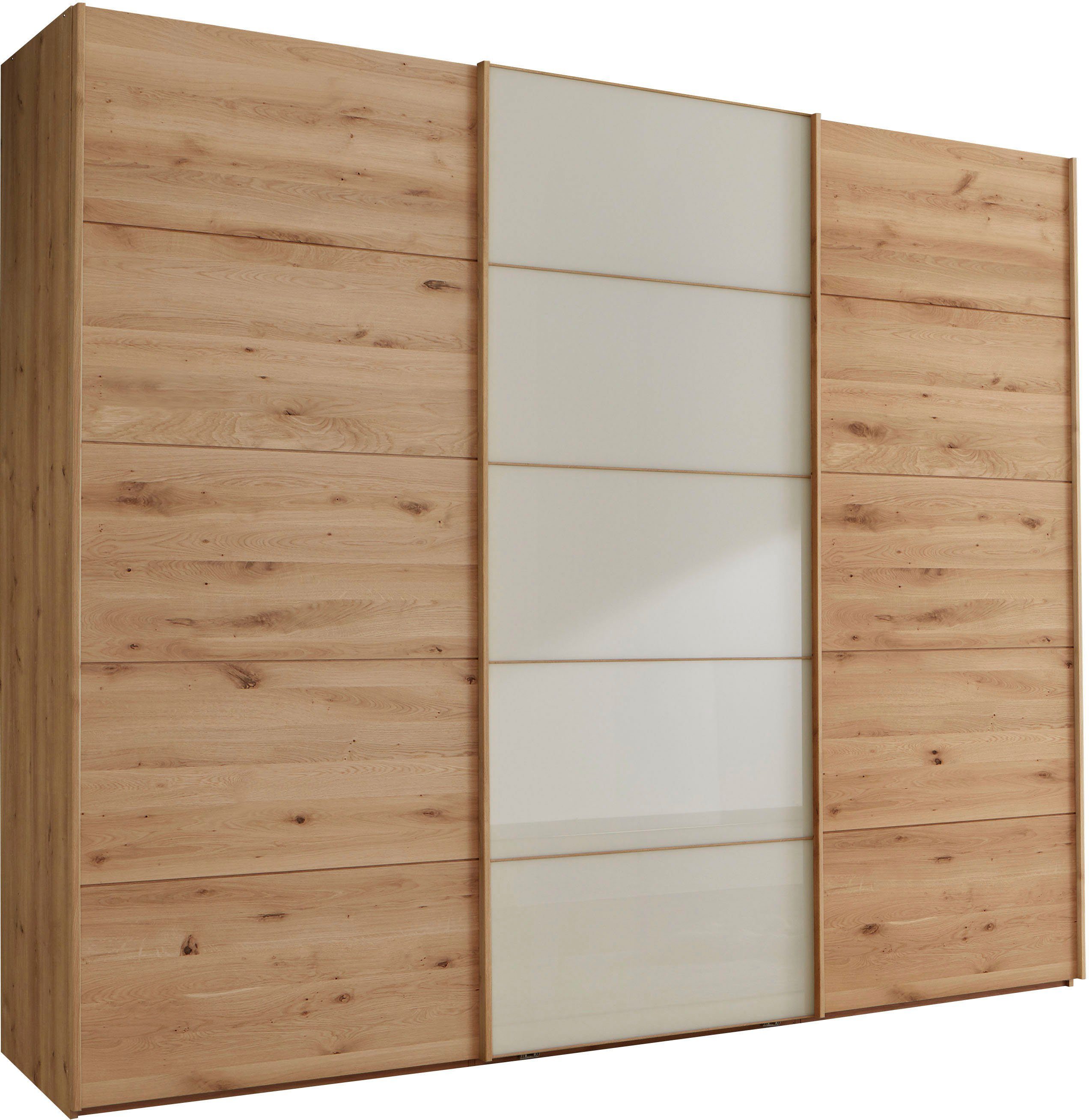 WIEMANN Schwebetürenschrank Cardiff mit massiven Holztüren und Glas