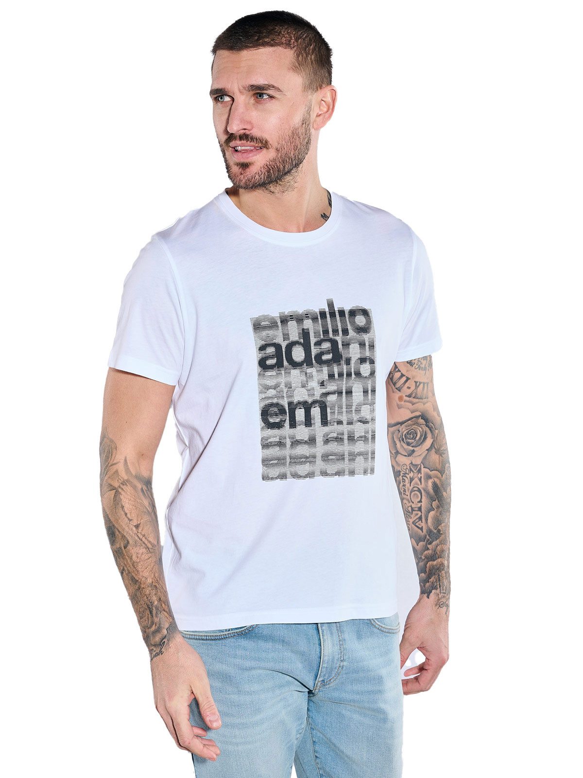 emilio adani T-Shirt Herren T-Shirt regular, Reinweiss