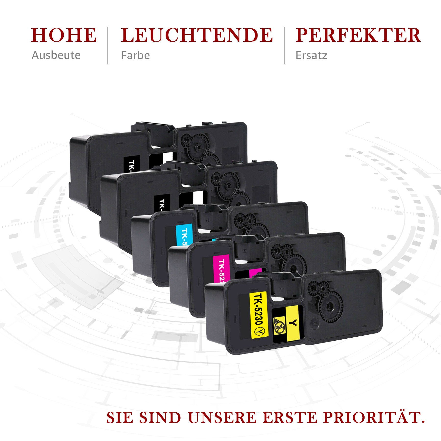 5x M5521CDW Tonerpatrone M5021CDW ECOSYS KYOCERA für Kingdom Kyocera TK5230 Toner