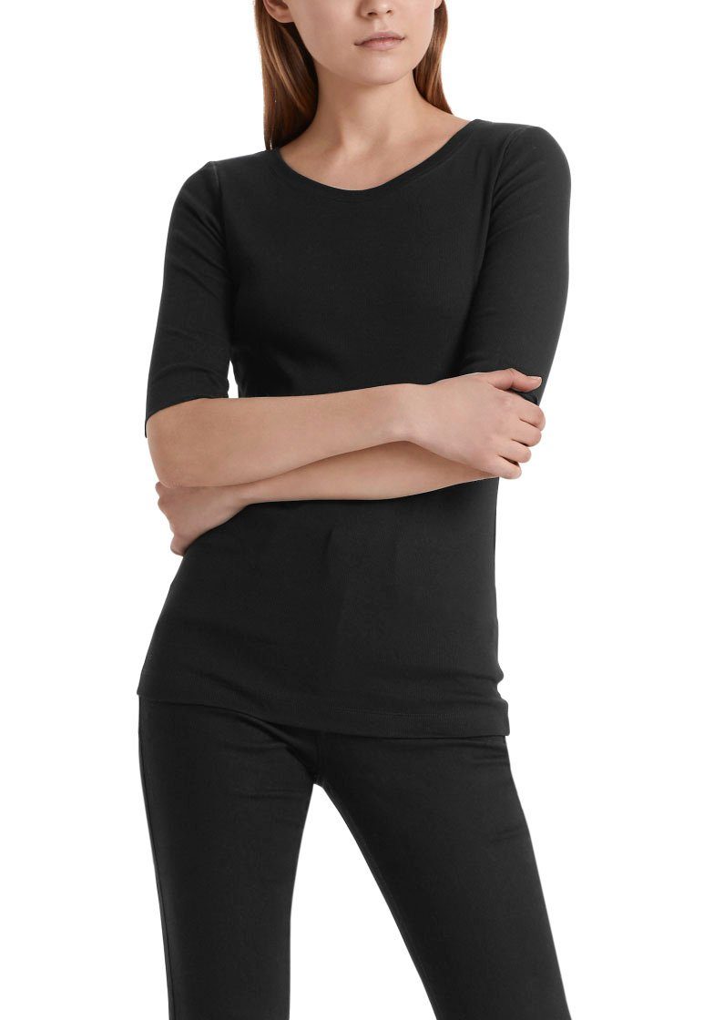 Marc Cain Rundhalsshirt "Collection Essential" Premium Damenmode Rundhals-Shirt mit halben Ärmeln black