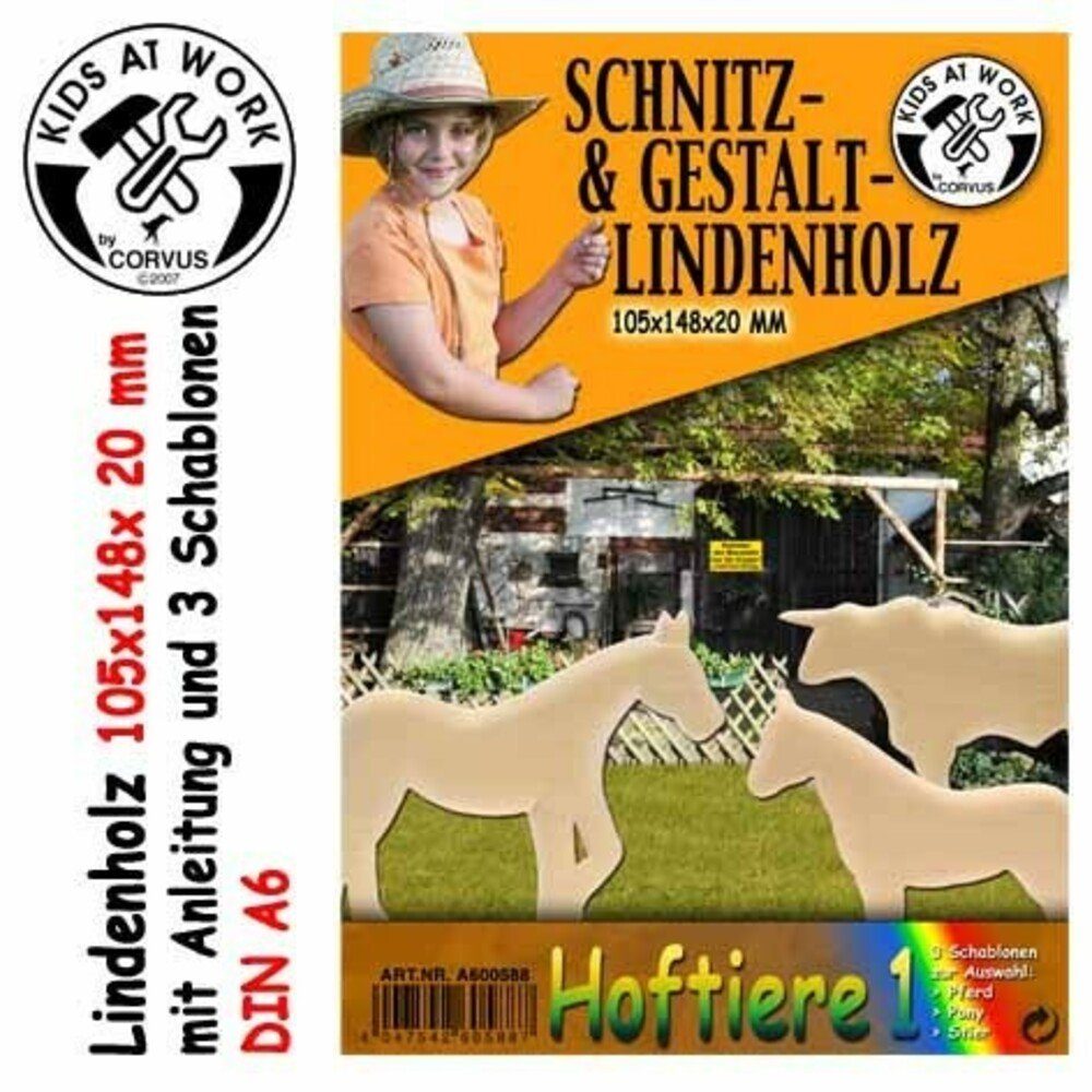 Corvus Experimentierkasten Schnitzholz Hoftiere 1, klein