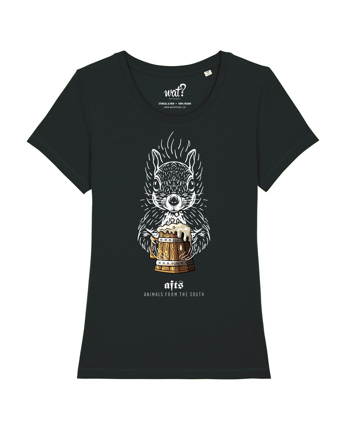 Print-Shirt schwarz [#afts] Apparel (1-tlg) Eichhörnchen wat?