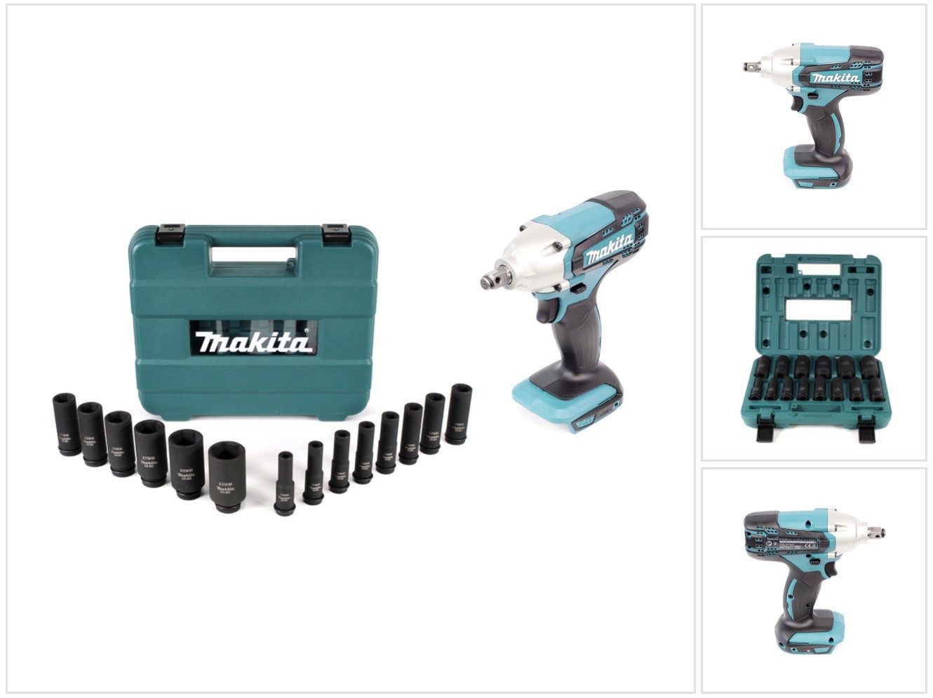 Makita Akku-Schlagschrauber DTW 190 Z 18 V 190 Nm + Steckschlüssel Set - ohne Akku, ohne Ladegerät