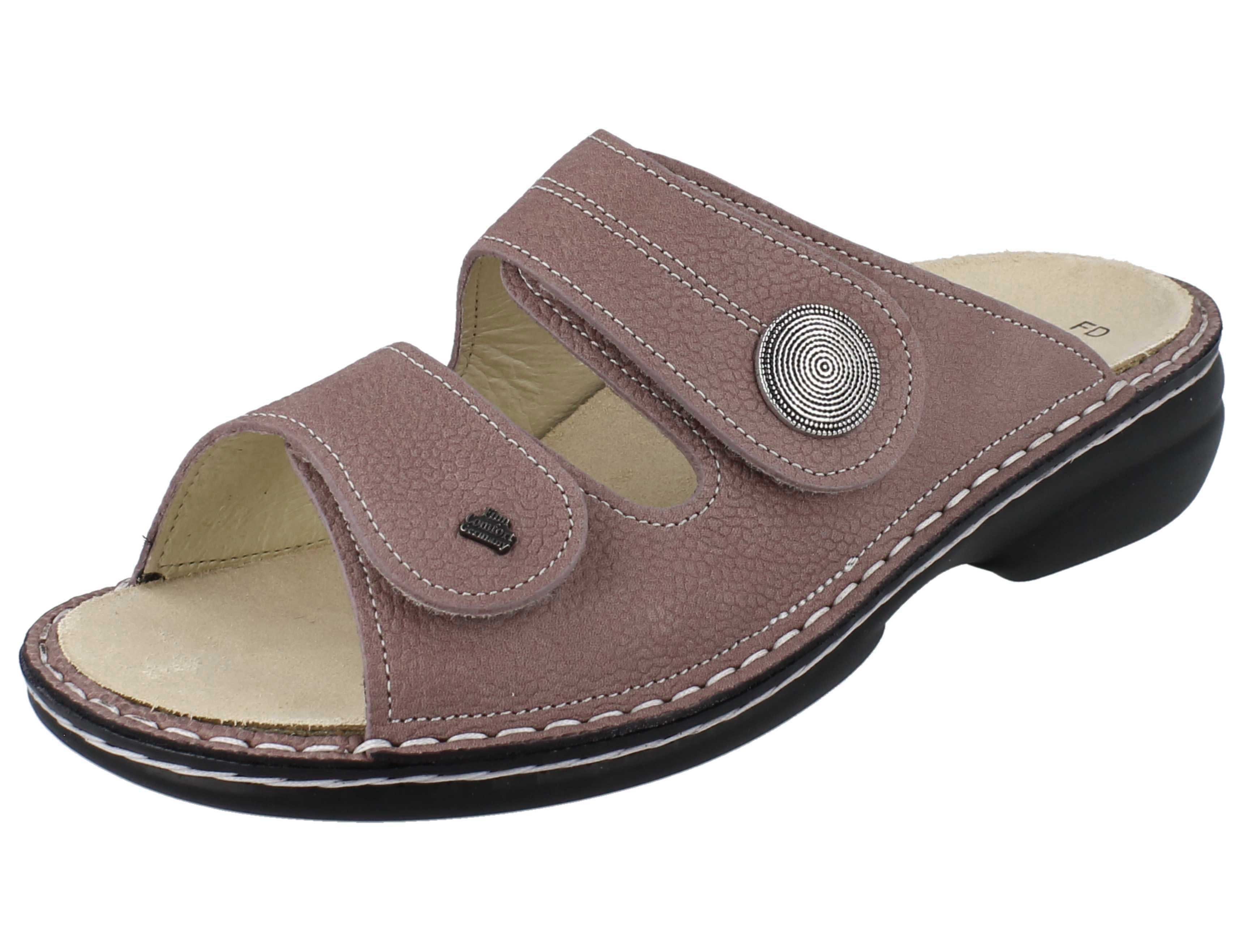 FINN COMFORT Sansibar Damen Pantolette rosa genarbtes Nubukleder - Pantolette