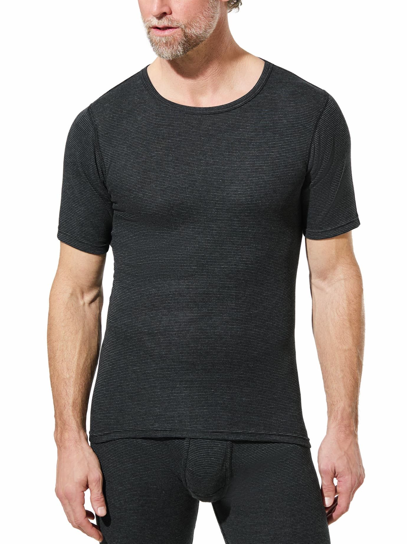 Walbusch T-Shirt Herren Thermo-Shirt 2er-Pack Rundhals Baumwollmix wärmend Unterhemd, innen angeraut und nahtlos (Schlauch), pflegeleicht