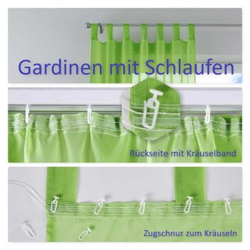 Gardine, Gardinenbox, Schlaufen (1 St), transparent, Voile, 1er Pack Schlaufenschal Kräuselband 202076