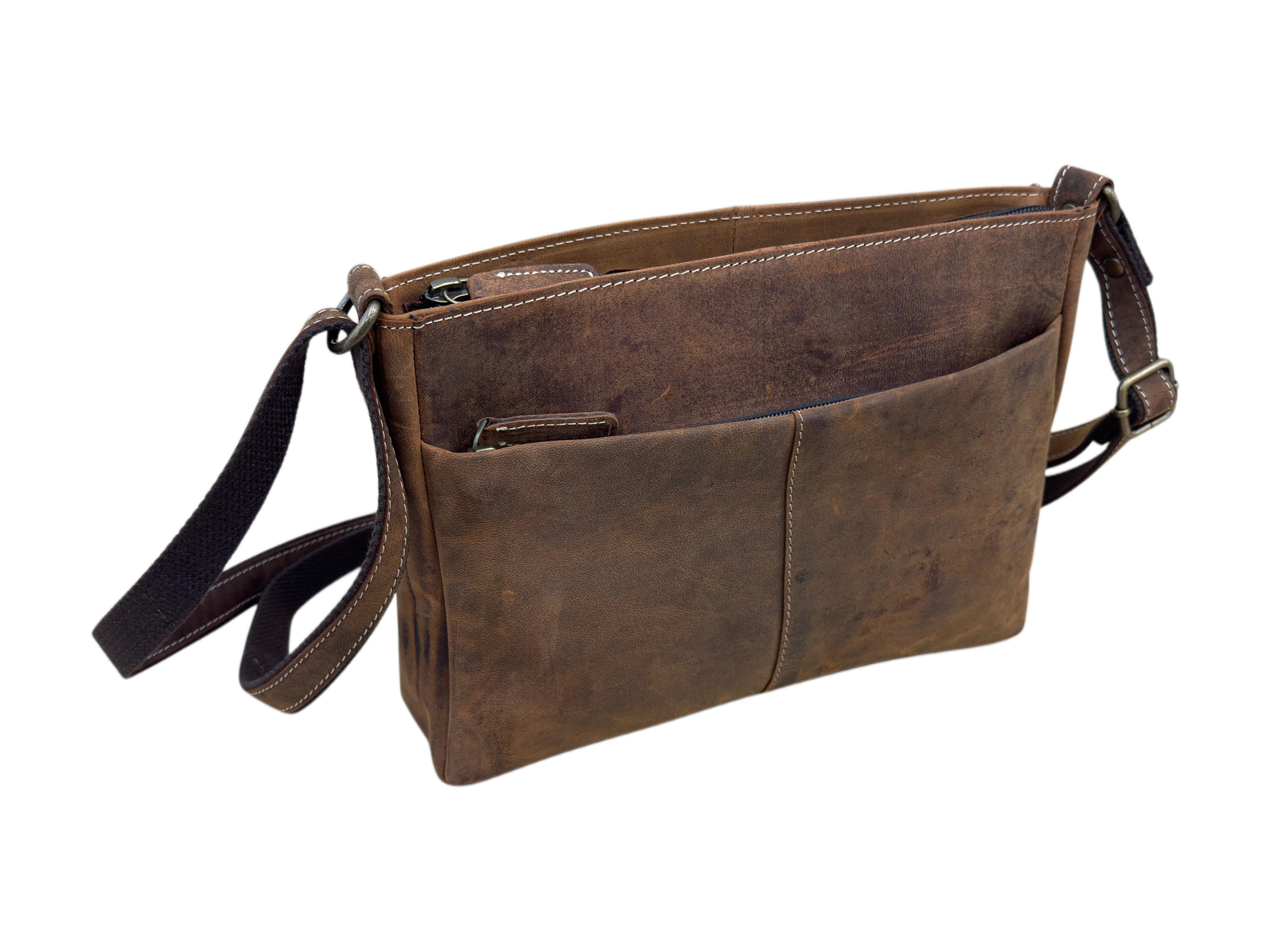 Bayern Bag Handtasche B5013, Leder-Umhängetasche – Kompakte Schultertasche aus echtem Ziegenleder