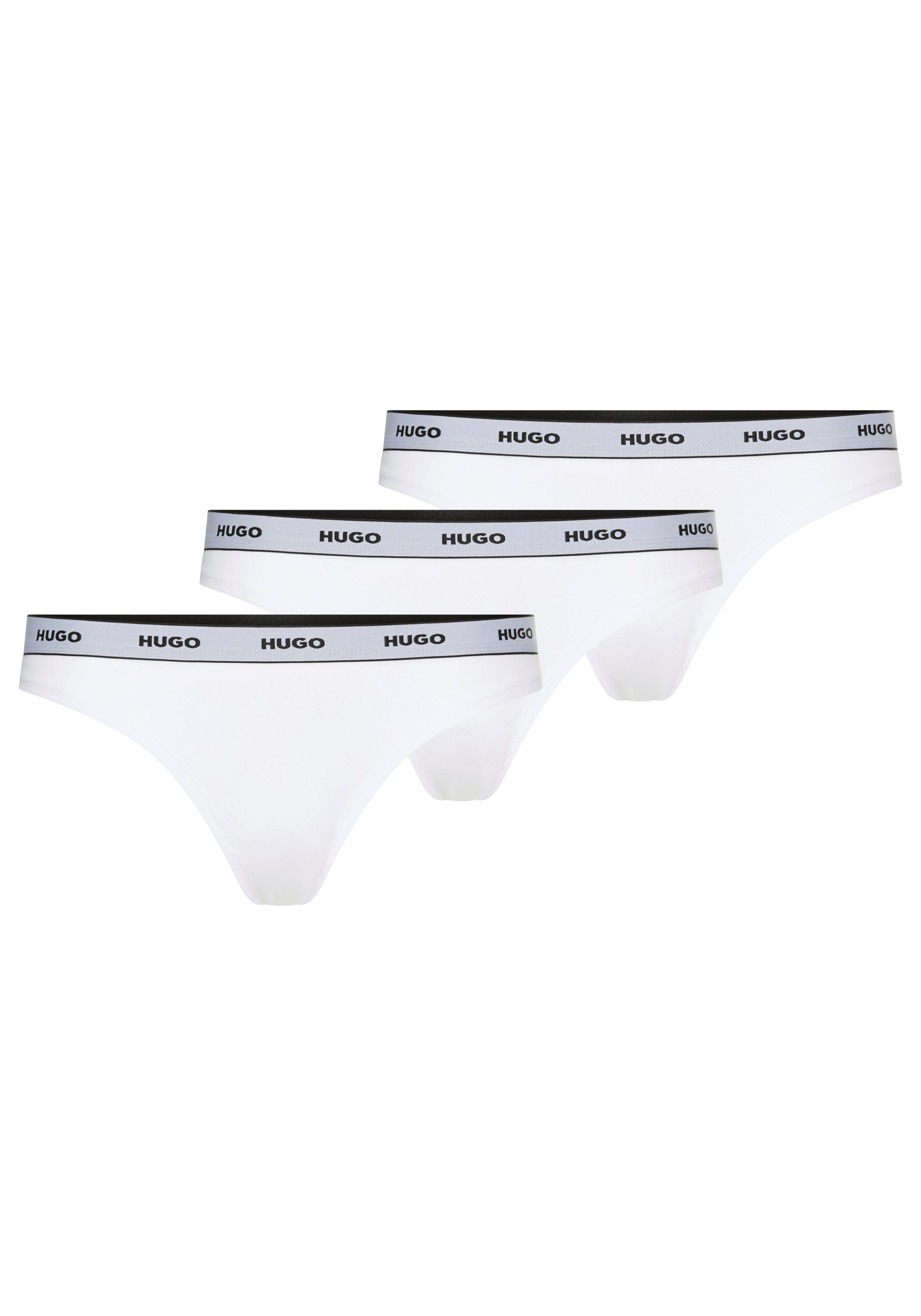 HUGO String TRIPLET THONG STRIPE elastischer Bund mit Logo, enganliegend