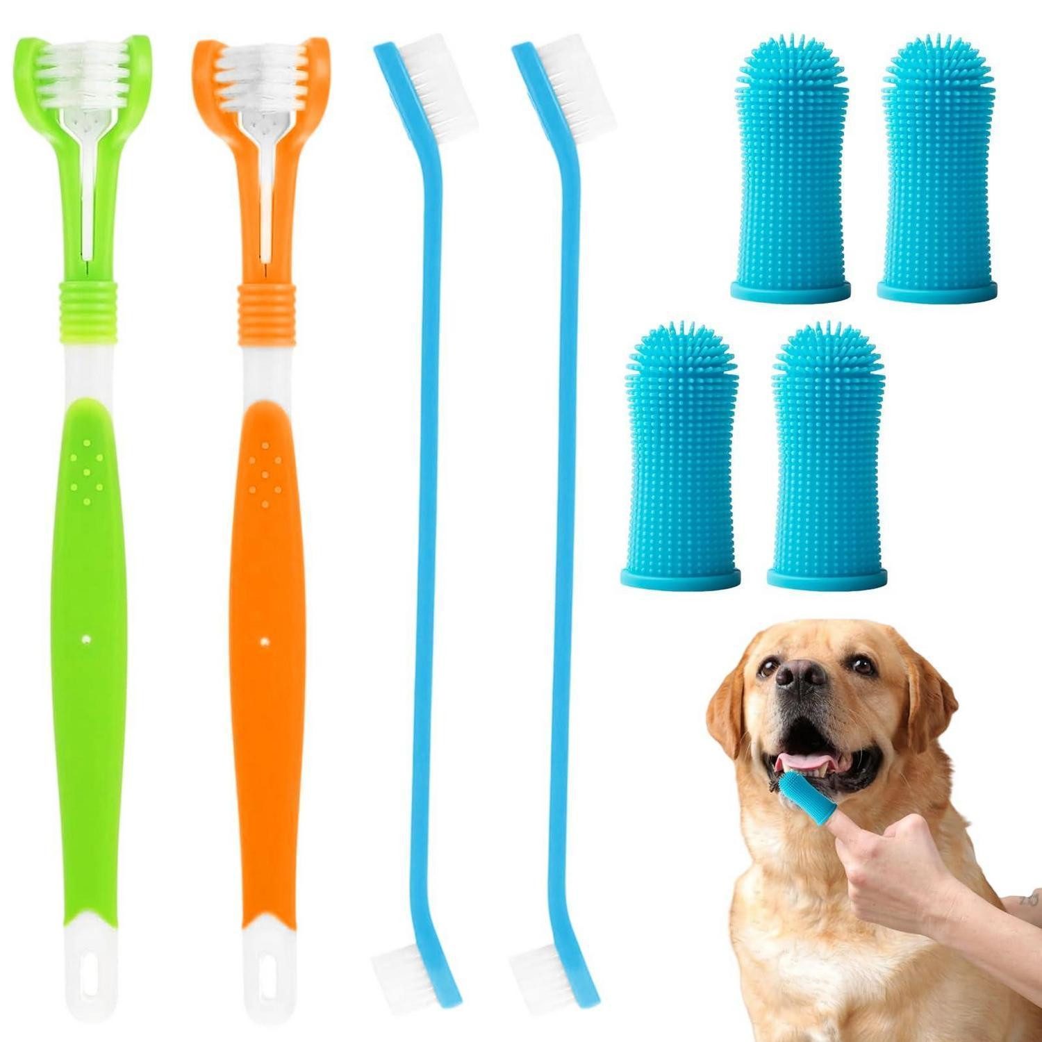LuxusKollektion Tierzahnbürste Hunde Zahnbürsten Set 4tlg. Profi