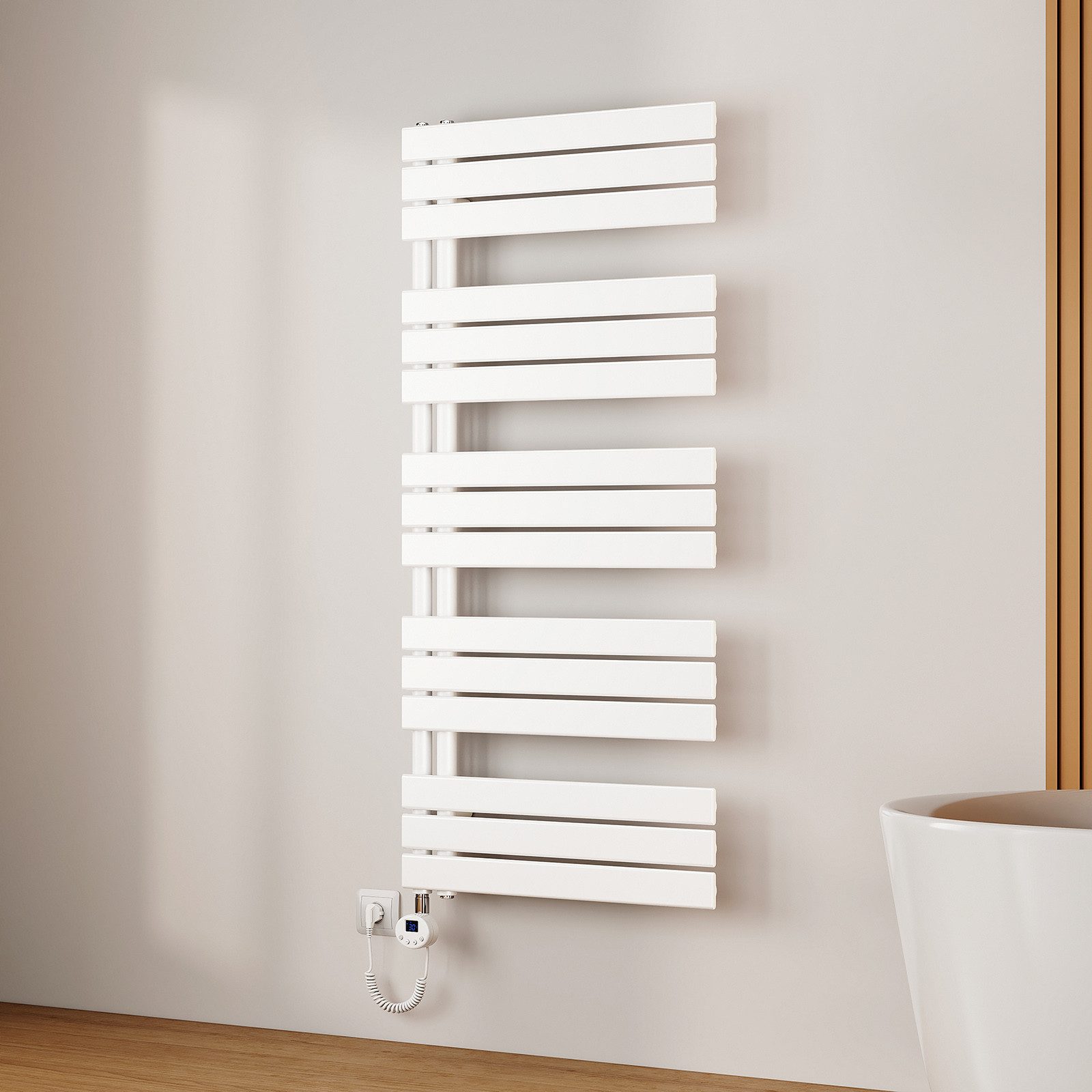 EMKE Elektrischer Badheizkörper Weiß mit Thermostat günstig online kaufen