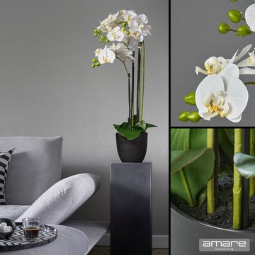 Künstliche Zimmerpflanze Dekopflanze Phalenopsis x4 im Resintopf, Amare home, Höhe 83 cm