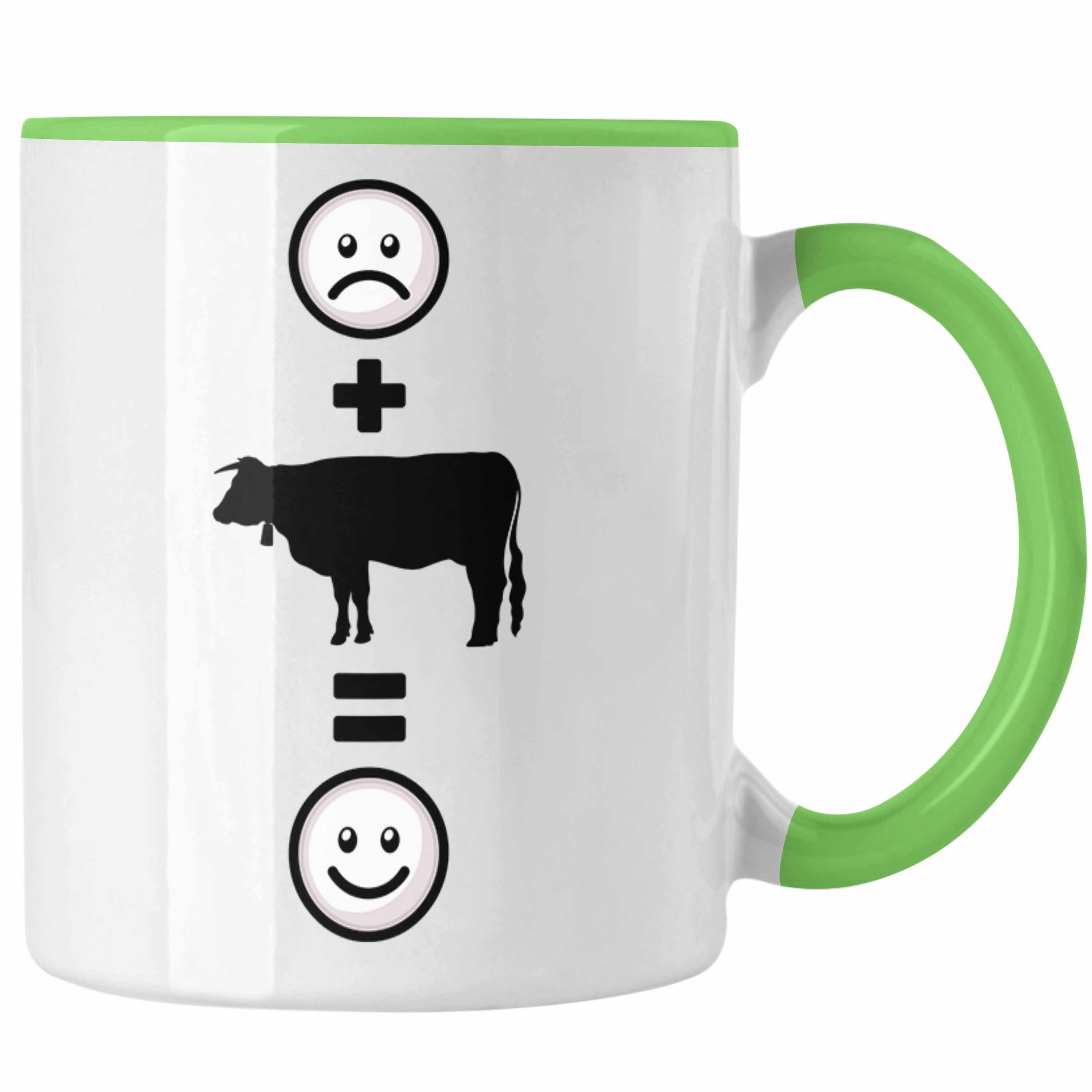 Trendation Tasse Kühe Tasse Geschenk für Bauern Rinder Landwirt :(Kuh) Lustige Grün