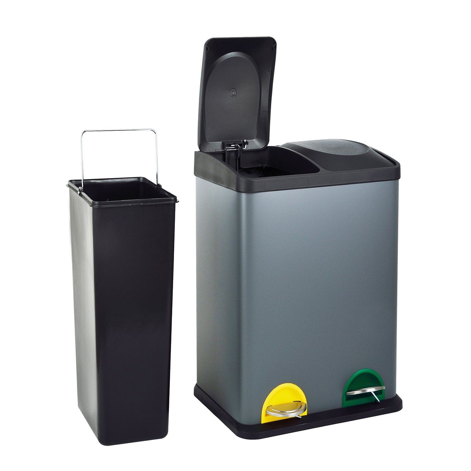 SVITA Mülleimer TC2X20, Kücheneimer, Office, Trennmülleimer, Mülltrennung, Grau