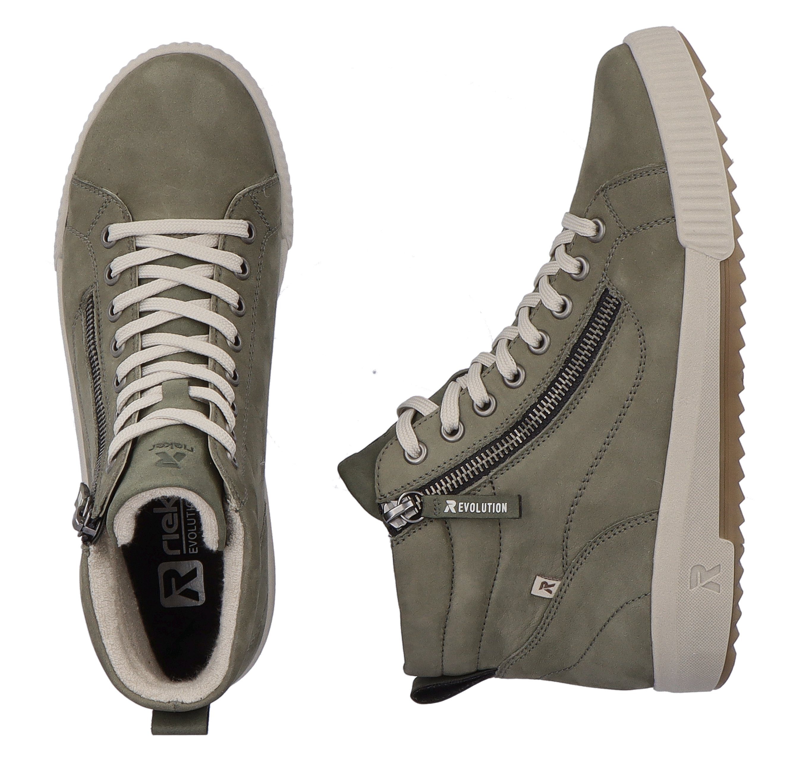 Rieker Sport Schnürboots Stiefelette, High Top Sneaker, Freizeitboots mit Reißverschluss