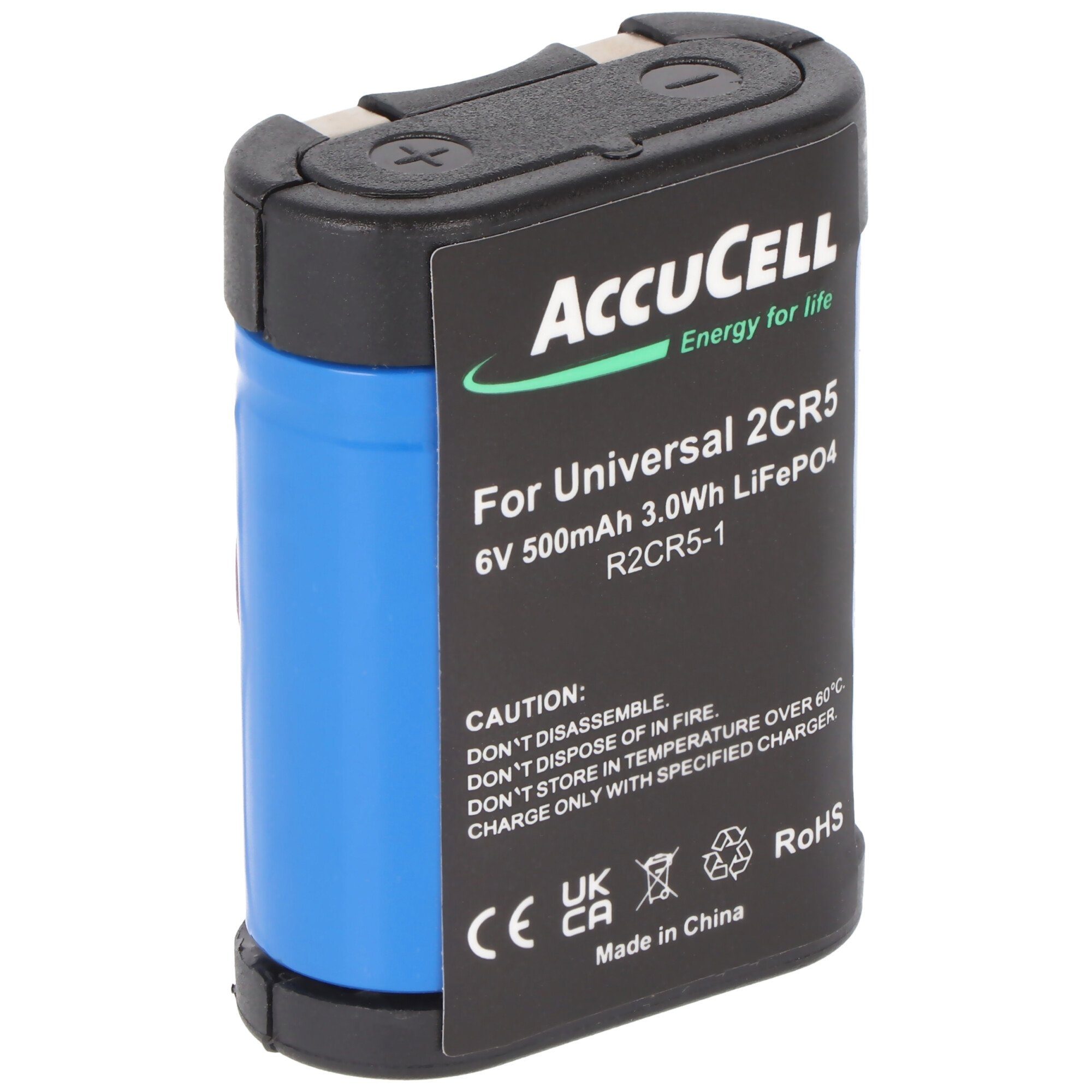 AccuCell Akku passend für 2CR5 Li-Ion Akku Typ 2-CR5, 2CR5M 1 Stück ohne Ladeg Akku 500 mAh (6,0 V)