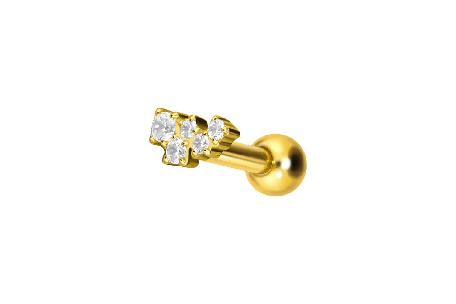 Piercing-Set Titan Ohrpiercing mit Innengewinde KRISTALLWOLKE