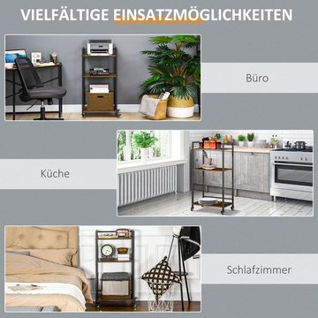 HOMCOM Bücherregal Druckerständer im Industriedesign mit 3 höhenverstellbaren Regalen, Set 1-tlg., Breite 35 cm