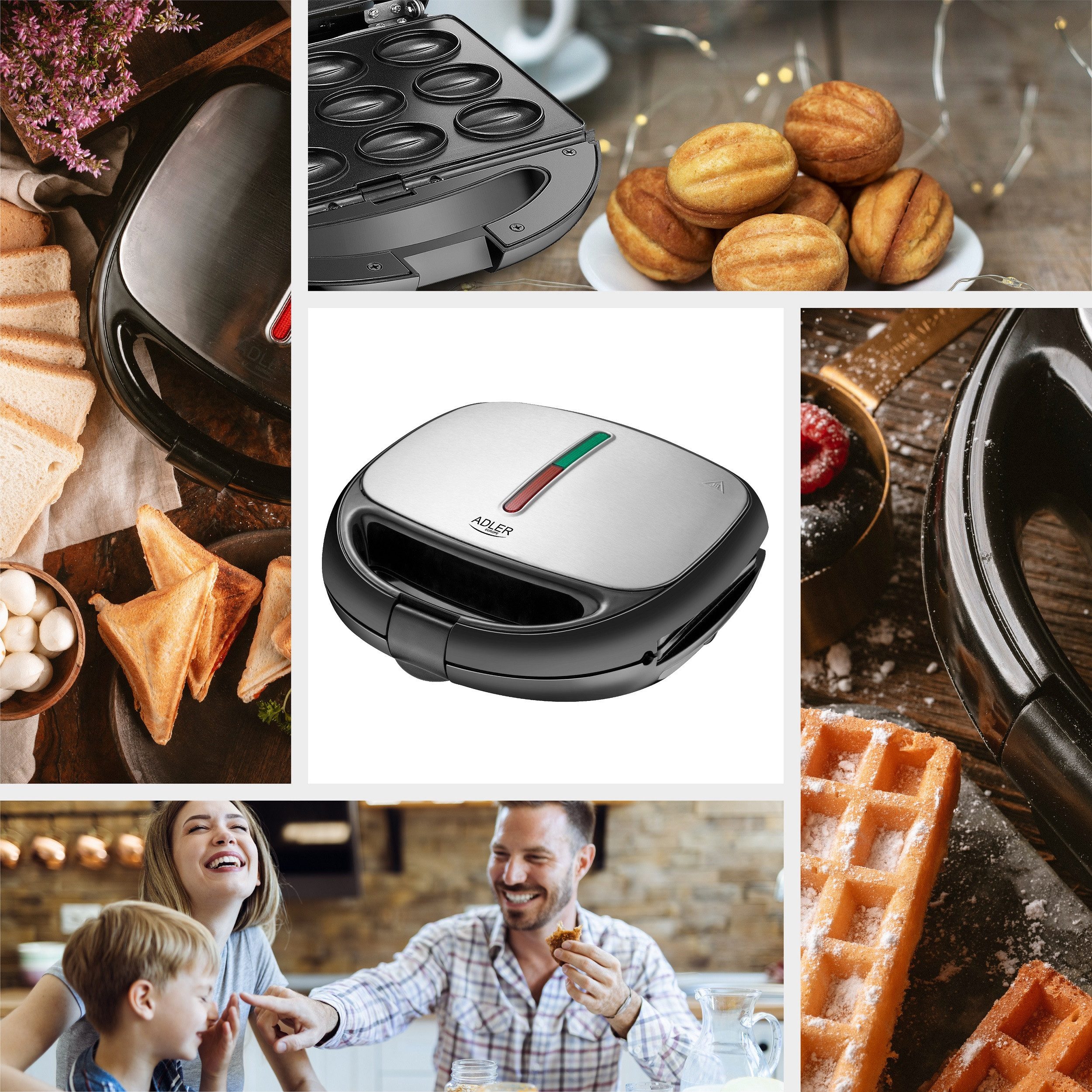 Adler 3-in-1-Kombi-Waffeleisen Adler Multifunktions-Toaster 5in1 Waffeleisen 1200W AD_3040, 1200 W – Bild 5 von 5