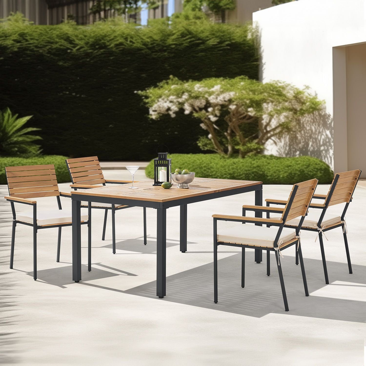 Juskys Garten-Essgruppe Rhodos, (5-tlg), mit Tisch, günstig online kaufen
