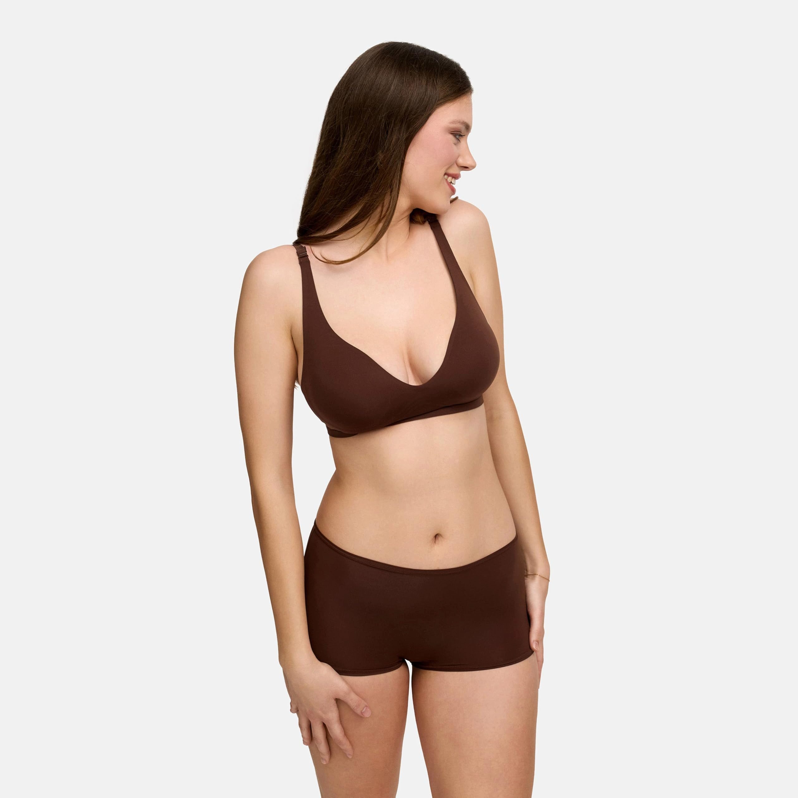 cfab (creamy fabrics) Bügelloser BH Comfort Push-Up BH-Braun-2XL (1-tlg)