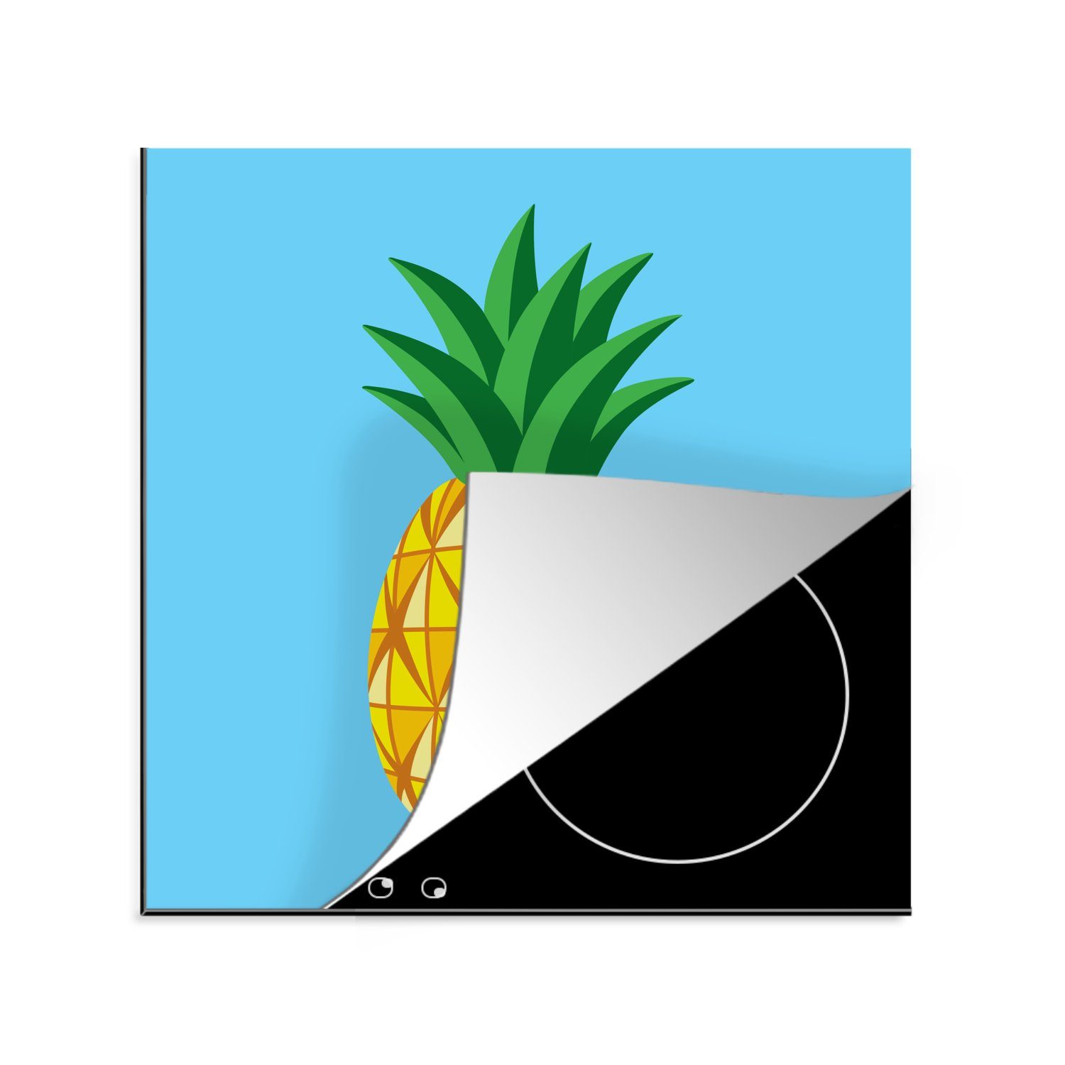 78x78 tlg), Herdblende-/Abdeckplatte cm, Ananas, Arbeitsplatte küche einer abstrakten Vinyl, für MuchoWow Ceranfeldabdeckung, Illustration (1