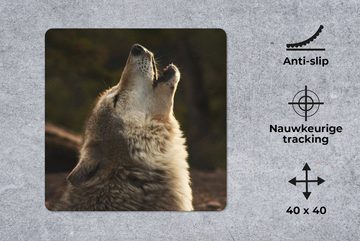 MuchoWow Gaming Mauspad Wolf - Grau - Tiere (1-St), Mousepad mit Rutschfester Unterseite, Gaming, 40x40 cm, XXL, Großes