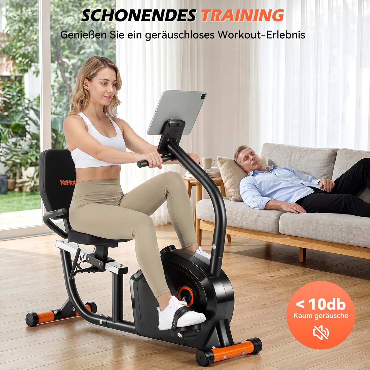kehot Heimtrainer Liege-Heimtrainer mit Rückenlehne bis 200 kg belastbar (16-stufige Magnetbremse & 4 kg Schwungrad für Zuhause, Bluetooth App kompatibel mit Ki – Bild 5 von 5