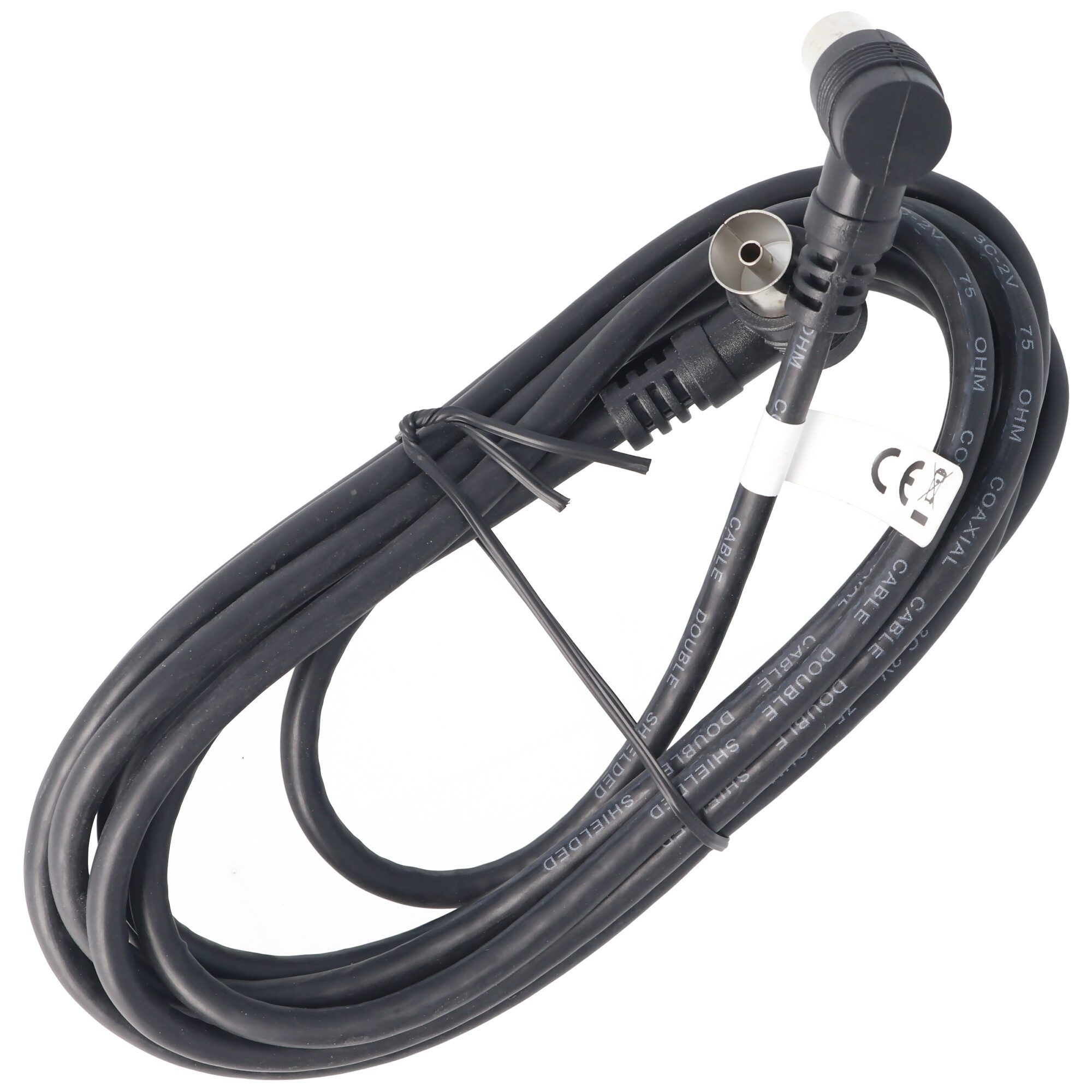 Goobay TV Anschlußkabel, koaxial Anschluss Kabel Winkel schwarz 2,5 Meter HDMI-Kabel