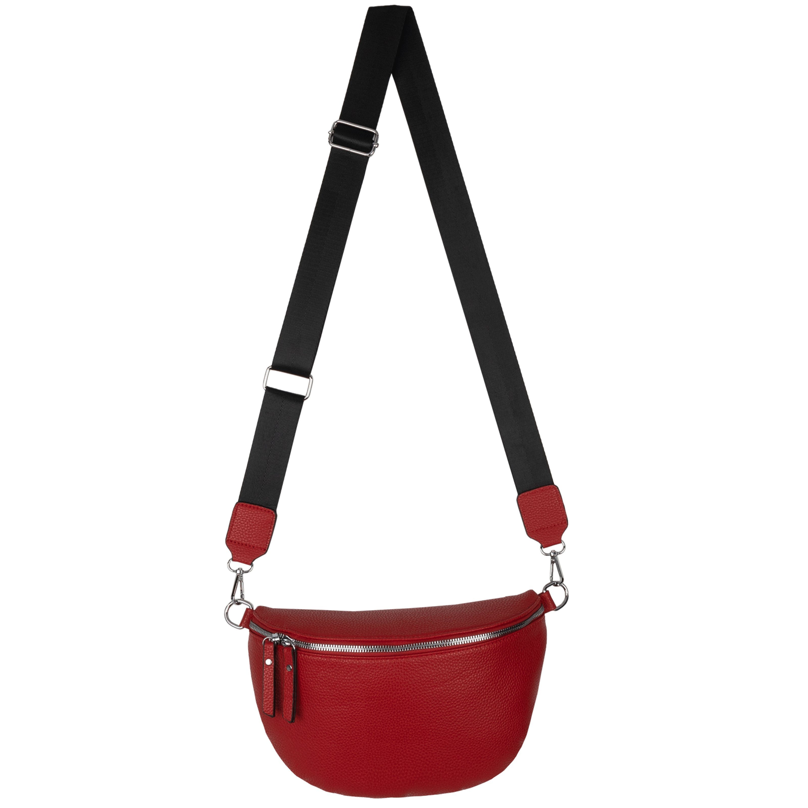 EAAKIE Gürteltasche Bauchtasche XL Umhängetasche Crossbody-Bag Hüfttasche Kunstleder Italy, als Schultertasche, CrossOver, Umhängetasche tragbar RED