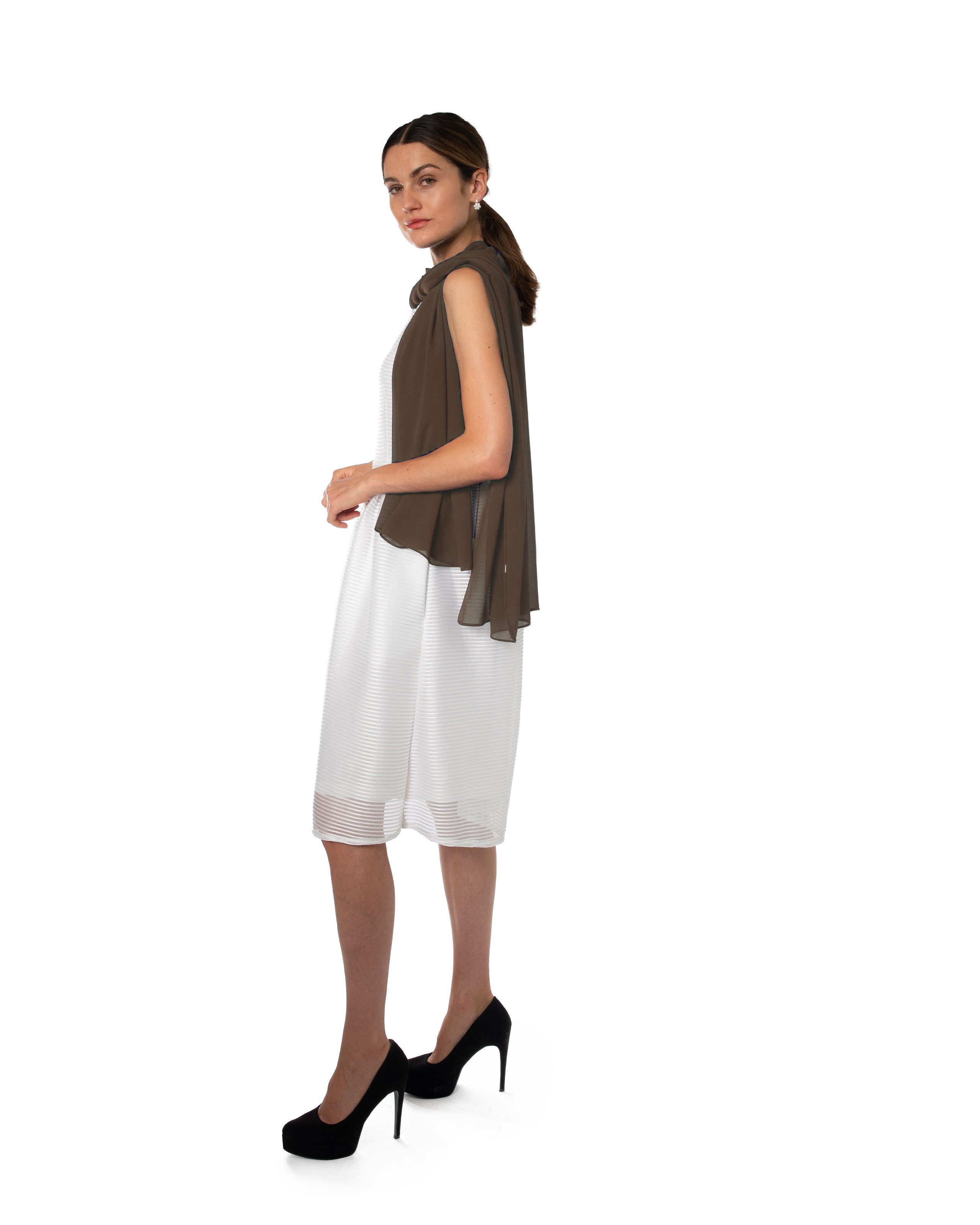 MayTree Modeschal Chiffon Schal Damen Stola Umschlagtuch Abendkleid 70x180, Schokobraun, (Stück, 1-St)