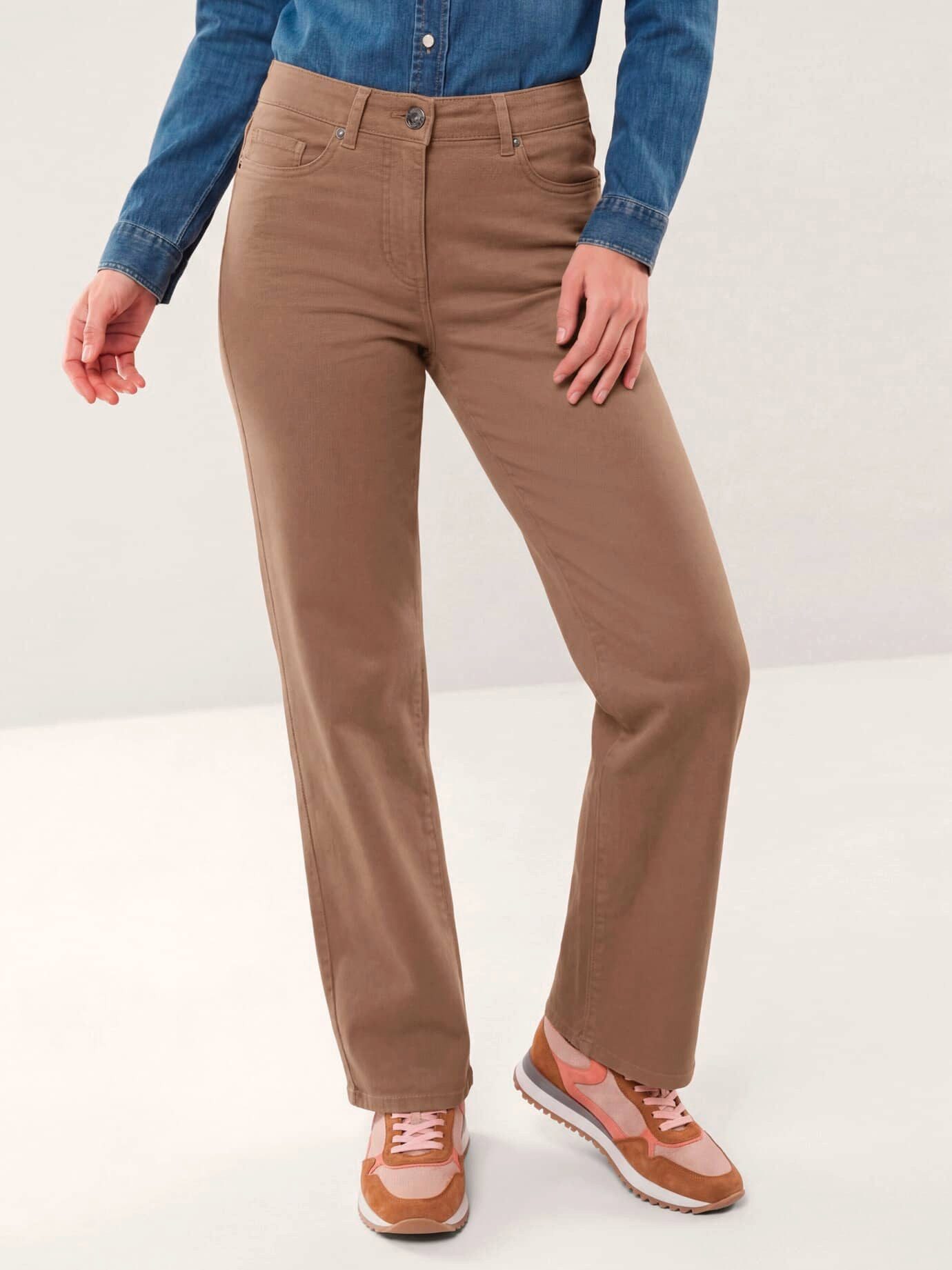 Walbusch Stretch-Jeans Damen 5 Pocket Jeans mit weitem Bein Regular fit, modern, Kurzgröße