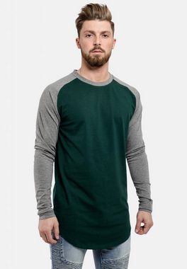 Blackskies T-Shirt Baseball Longshirt T-Shirt Grün Grau Large