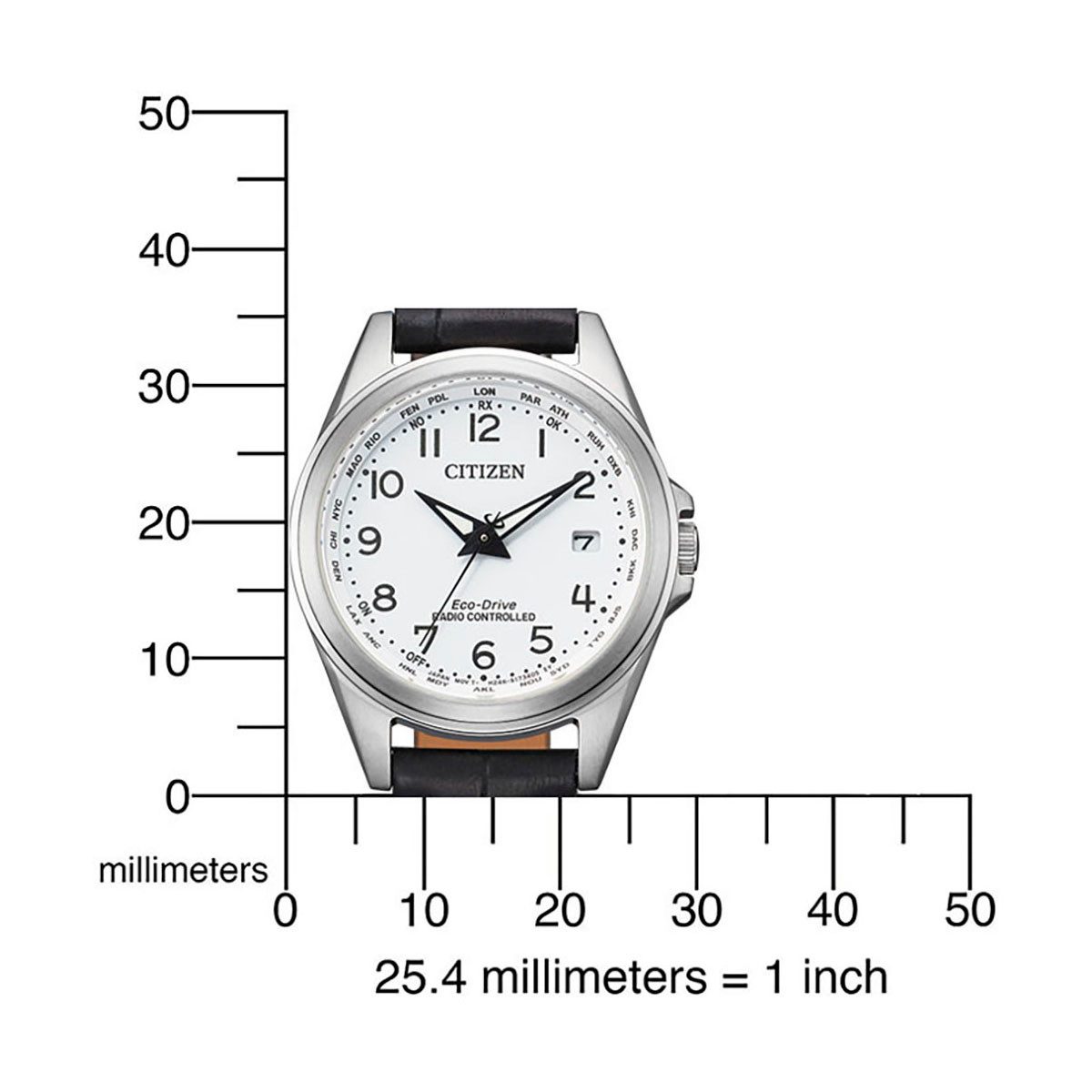Citizen Funkuhr EC1180-14A, Armbanduhr, Damenuhr, Solar, Lederarmband, Saphirglas, Datum