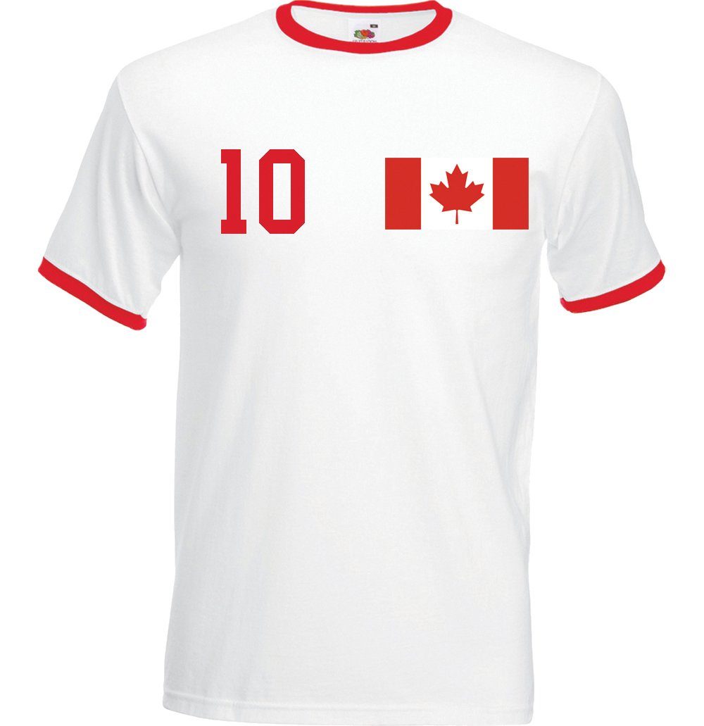 Youth Designz T-Shirt Kanada Herren Shirt im Fußball Trikot Look mit trendigem Frontprint Rot-Weiß