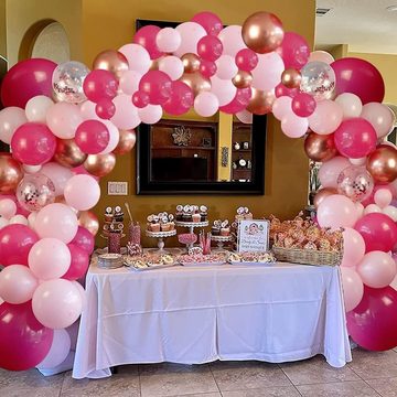 Dedom Luftballon Luftballon-Set 120 Stück, Luftballon Girlande Set mit Ballonkette, Rosa Luftballons für Geburtstag Hochzeit Party Mädchen Dekoration