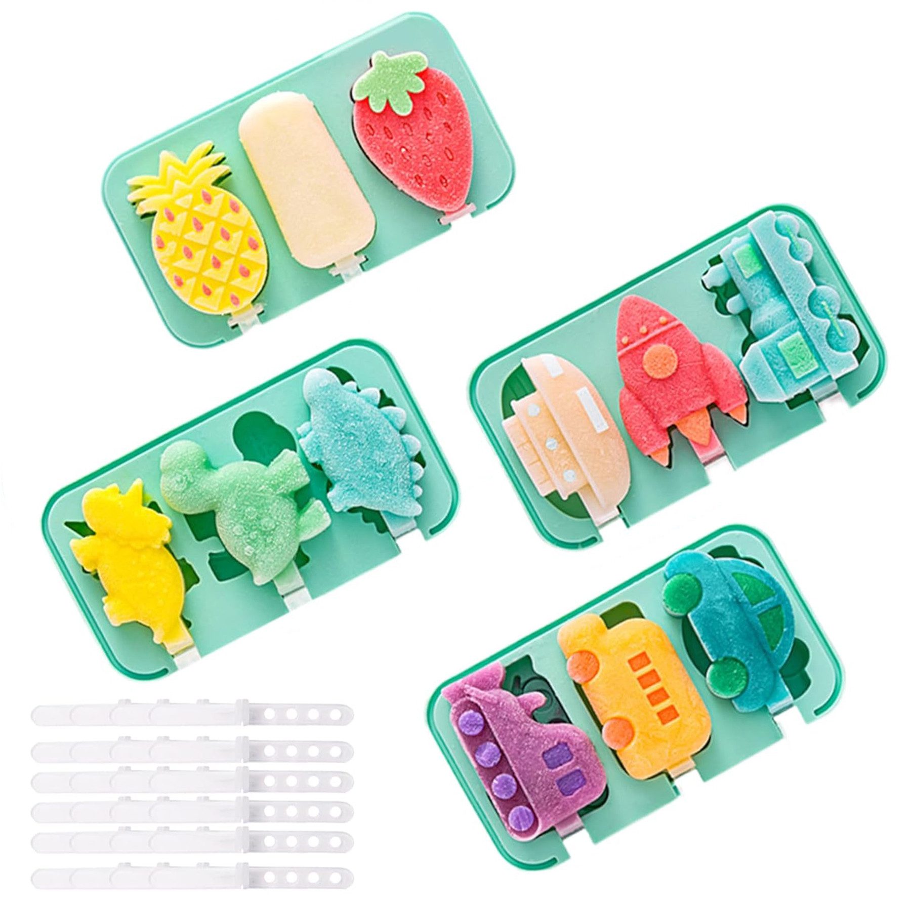 Mutig Eisform Формы для льда Eis am Stiel,4 Stück Silikon Eis am Stiel Eiscreme eisform, (Cakesicles Silikonform, Cake Pop Stiele, Ständer, 24 Eisstiele), Geeignet für Geburtstag, Familie, Sommer, DIY, Kinder, Erwachsene